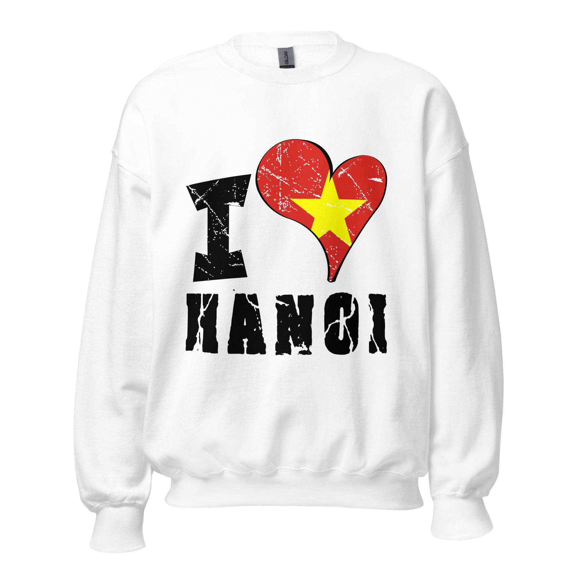 Unisex Sweatshirt - I Love Hanoi with scratchy flag