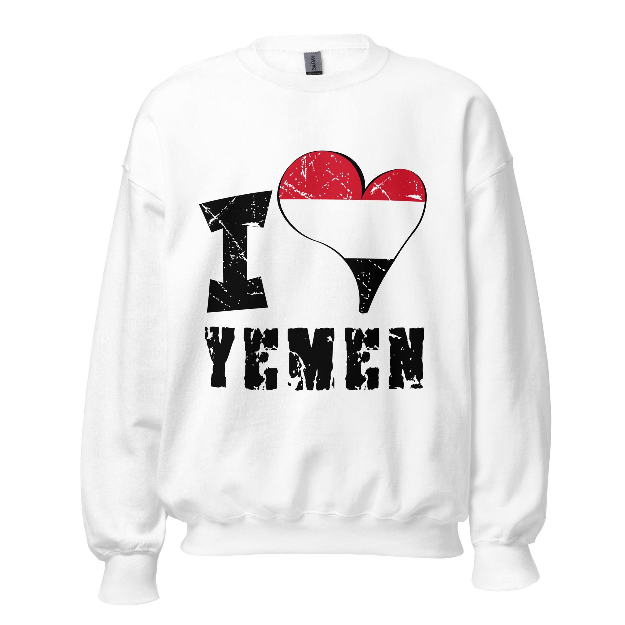 Unisex Sweatshirt - I Love Yemen with scratchy flag