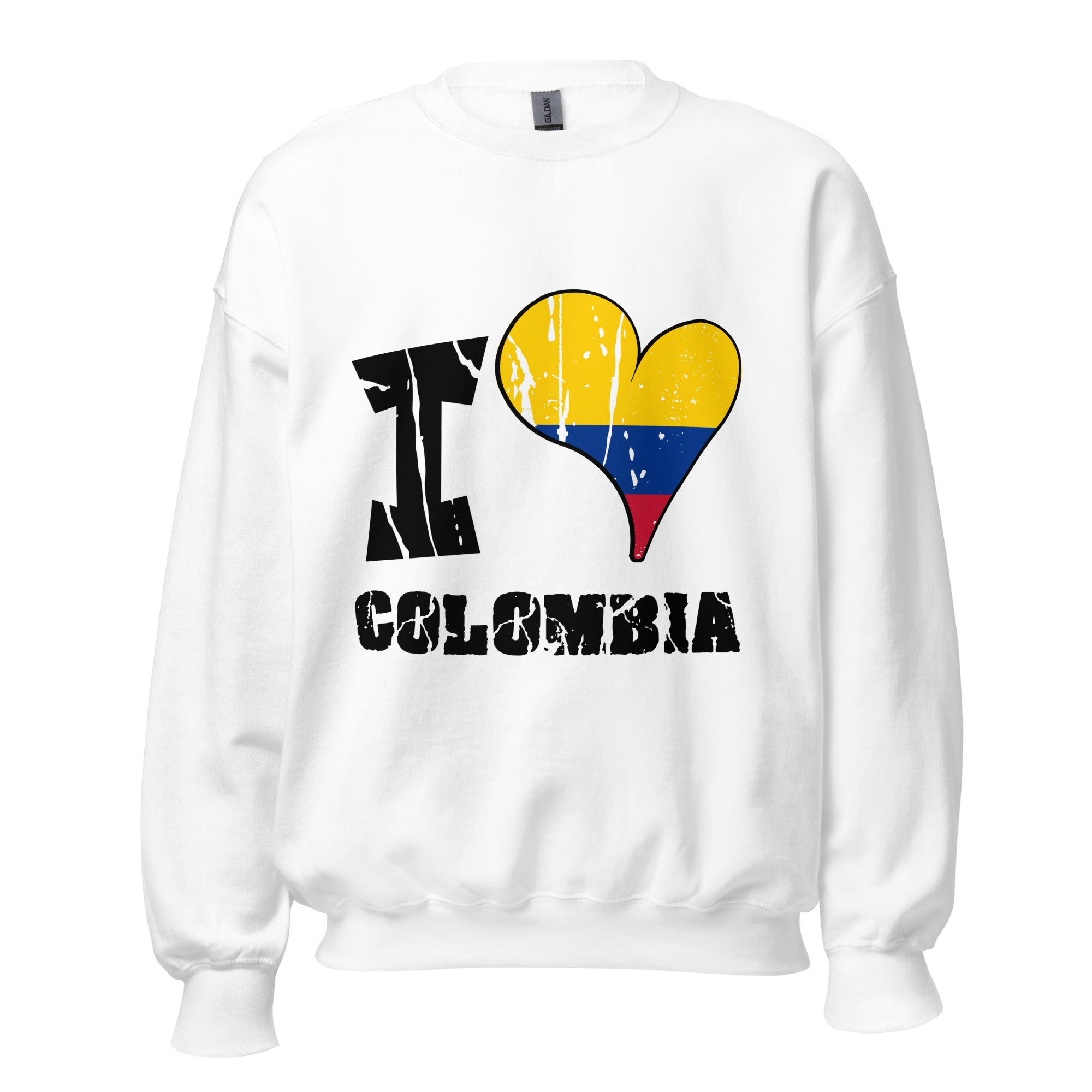 Unisex Sweatshirt - I Love Colombia with scratchy flag