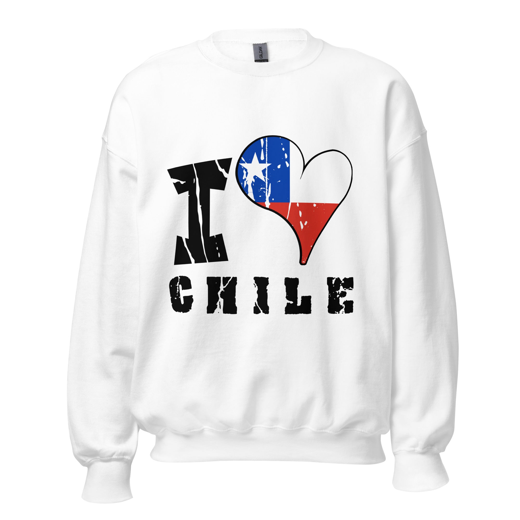 Unisex Sweatshirt - I Love Chile with scratchy flag