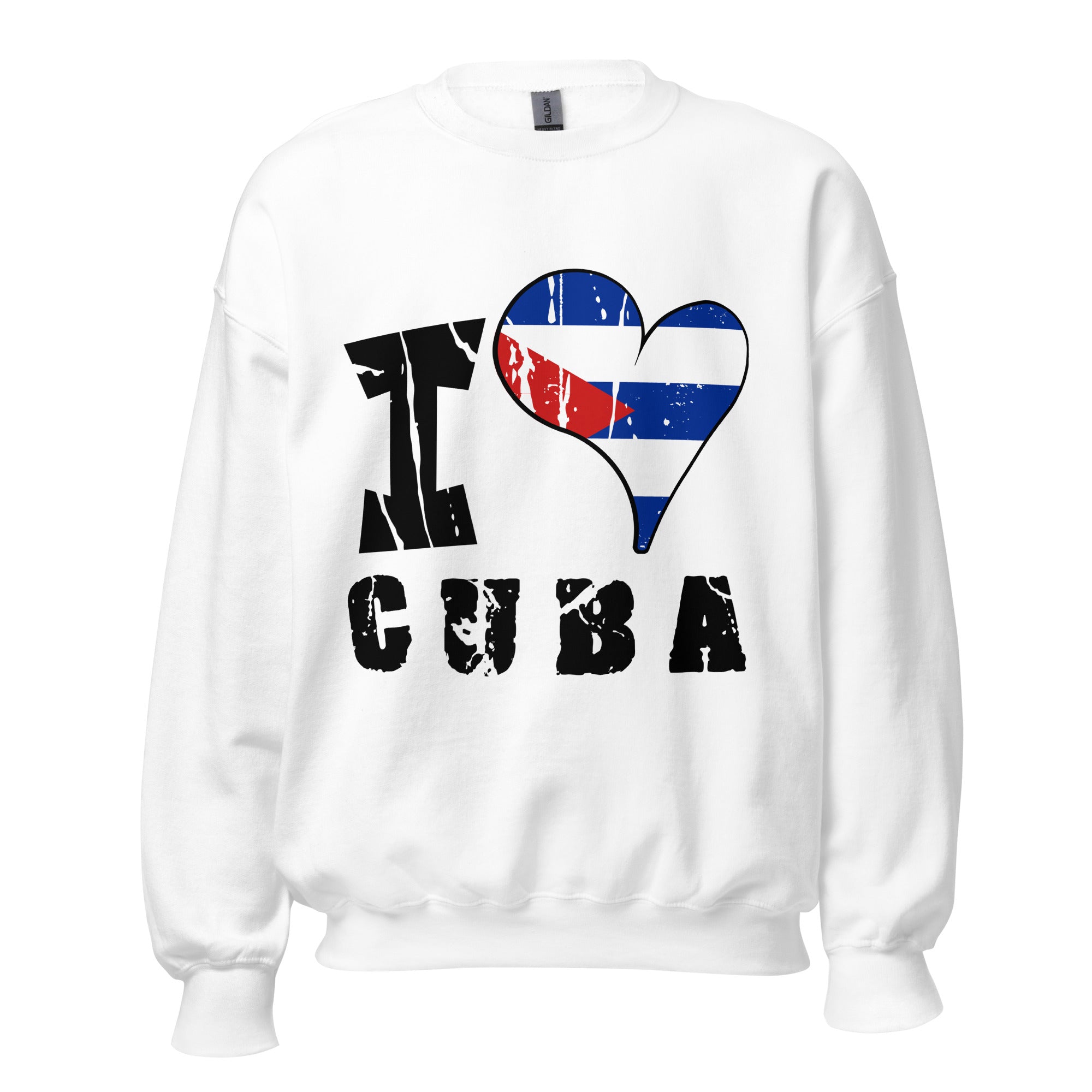 Unisex Sweatshirt - I Love Cuba with scratchy flag