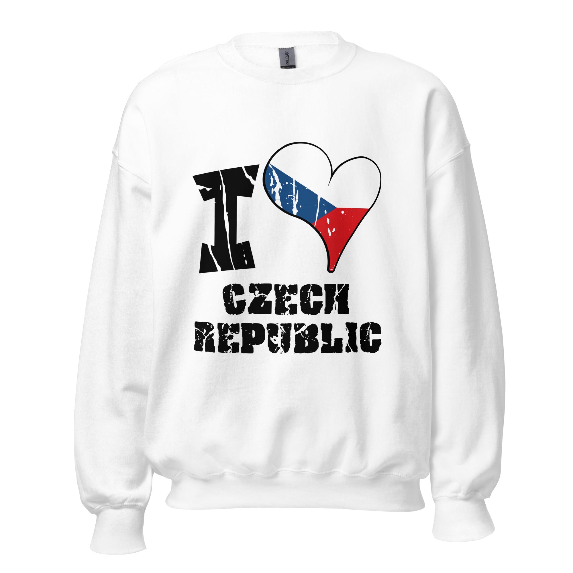 Unisex Sweatshirt - I Love Czech Republic with scratchy flag