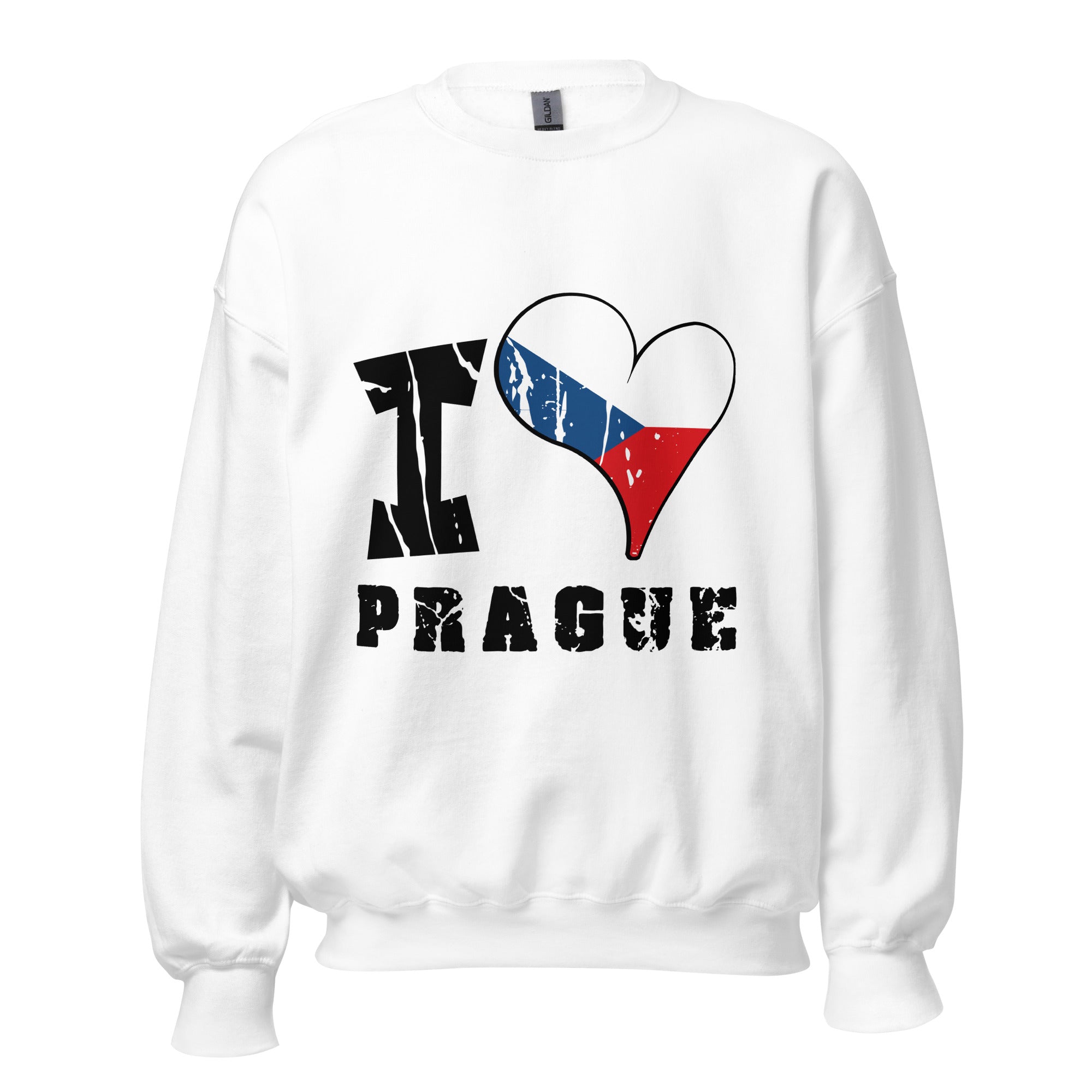 Unisex Sweatshirt - I Love Prague with scratchy flag