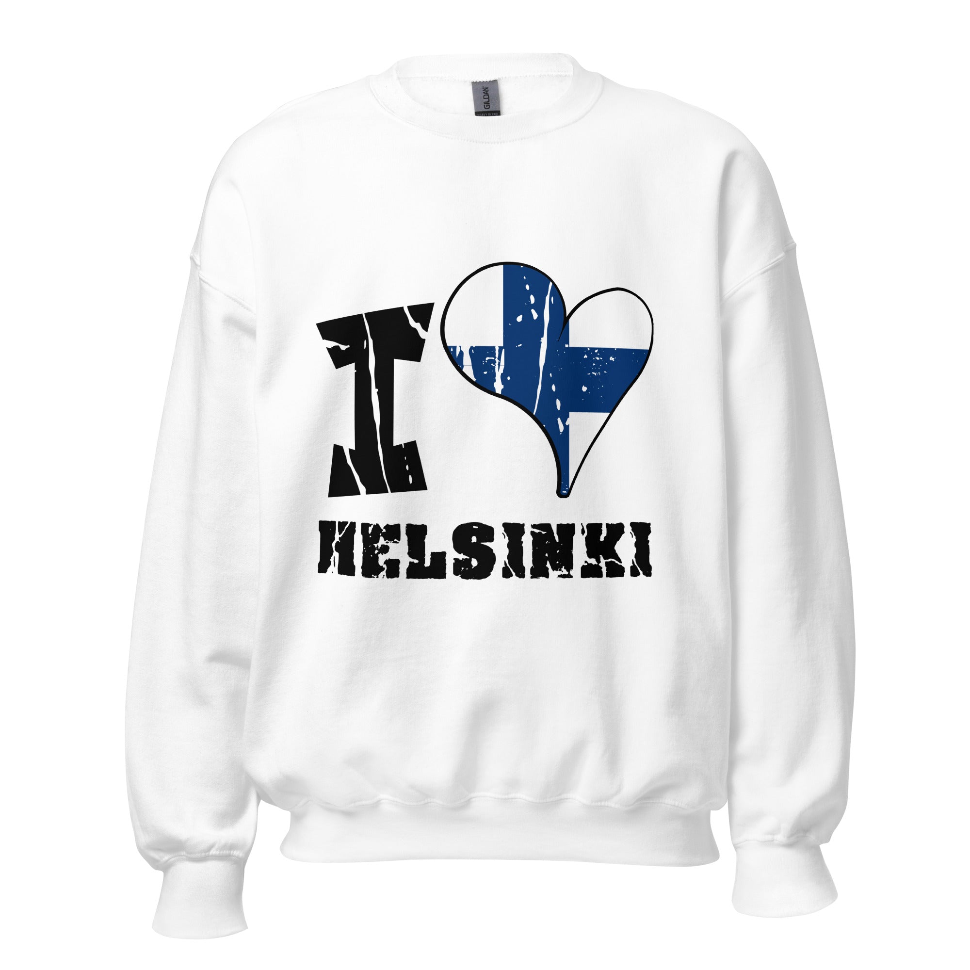 Unisex Sweatshirt - I Love Helsinki with scratchy flag