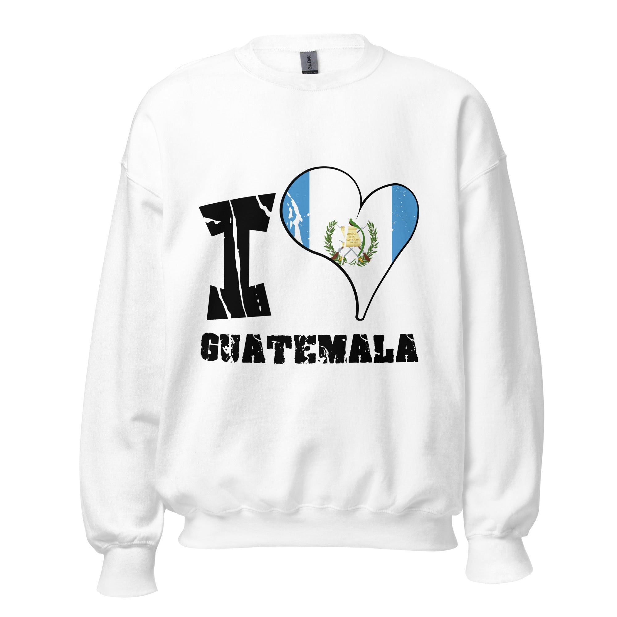 Unisex Sweatshirt - I Love Guatemala with scratchy flag