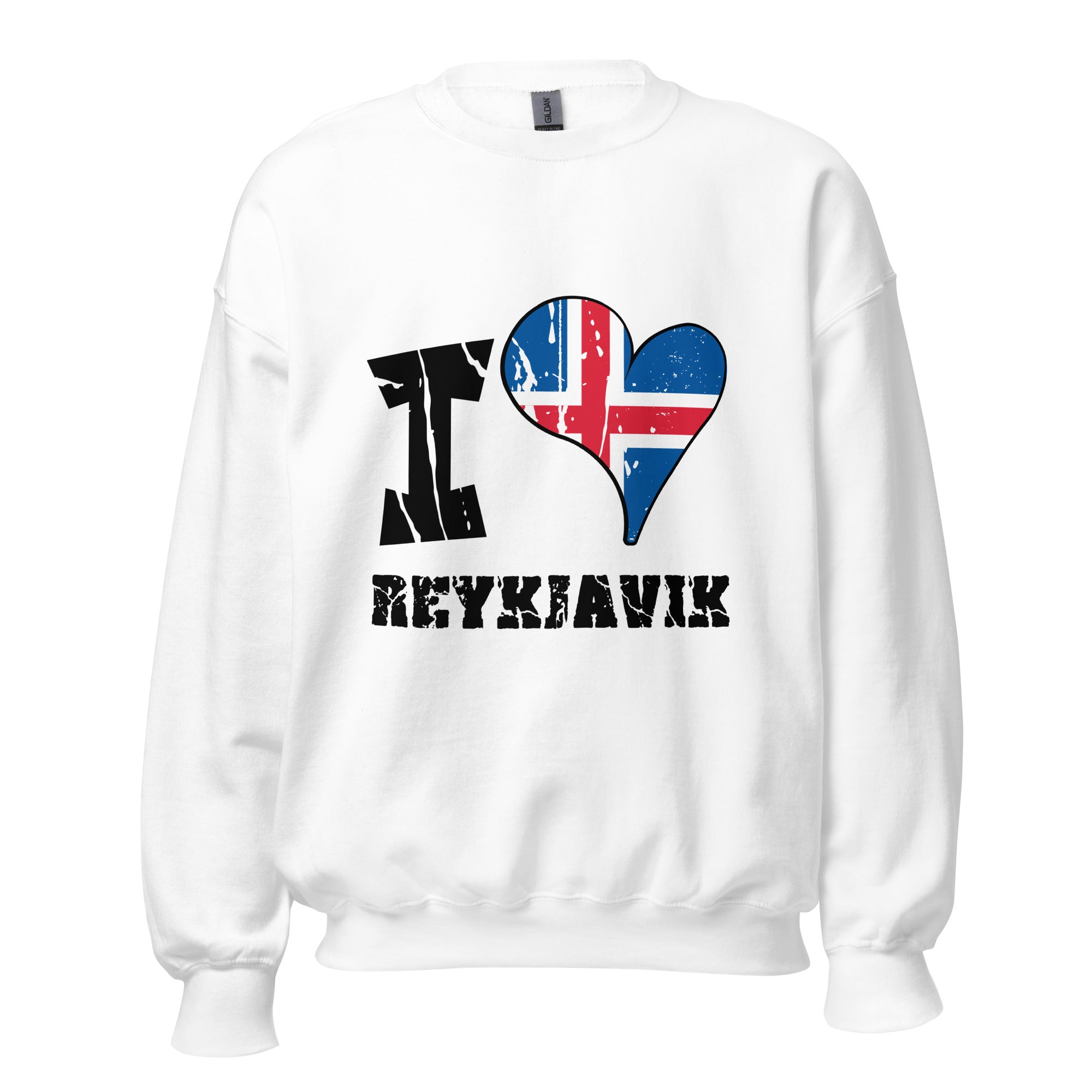 Unisex Sweatshirt - I Love Reykjavík with scratchy flag