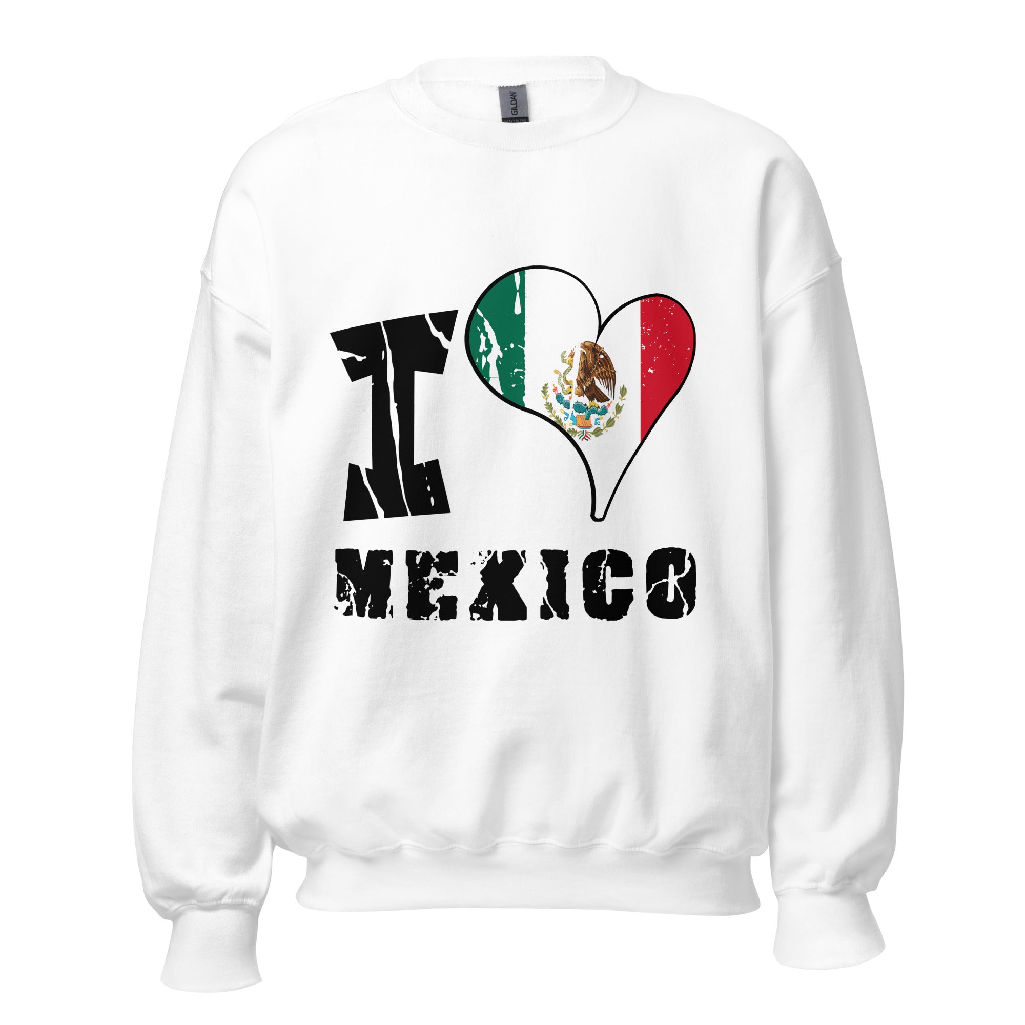 Unisex Sweatshirt - I Love Mexico with scratchy flag