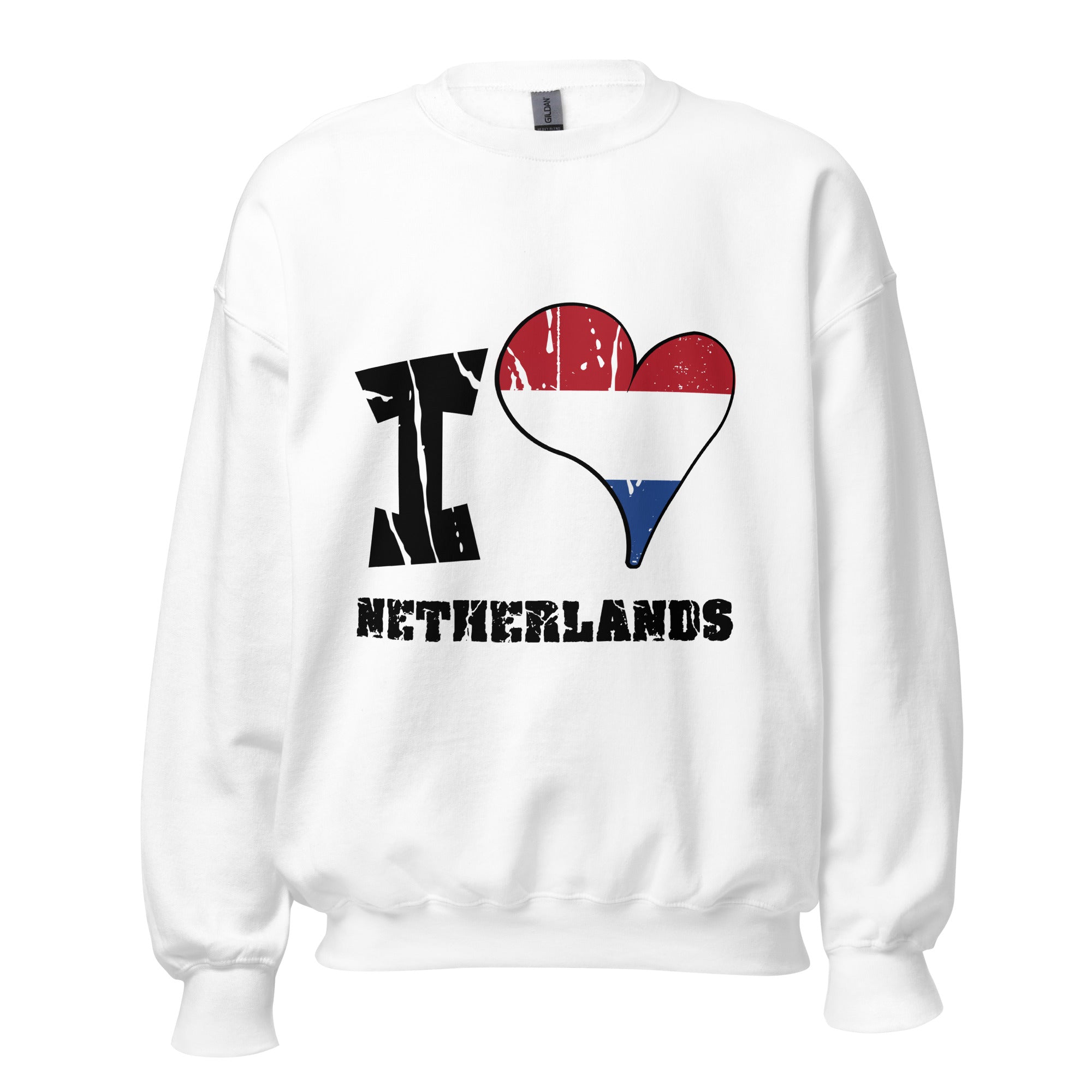 Unisex Sweatshirt - I Love Netherlands with scratchy flag