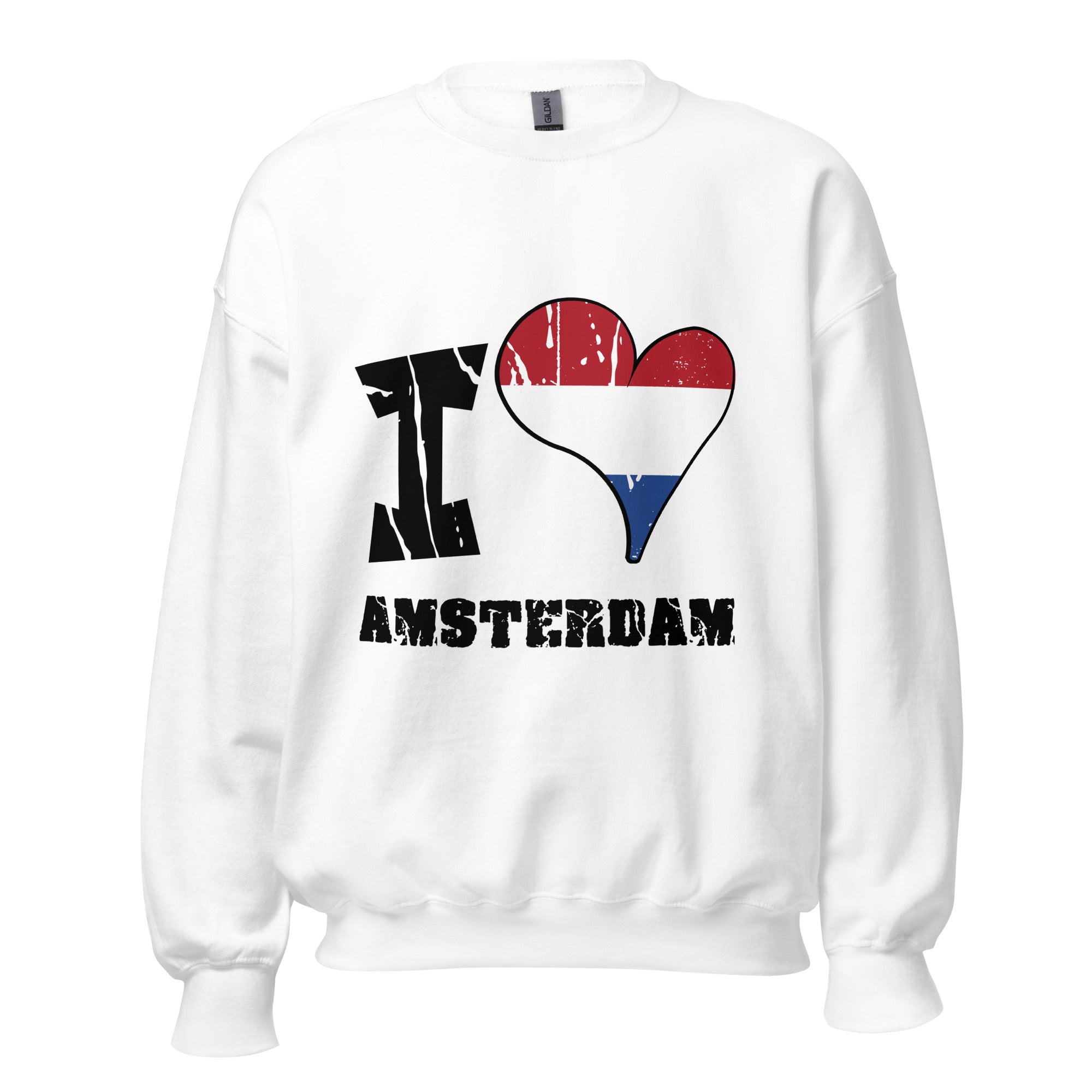 Unisex Sweatshirt - I Love Amsterdam with scratchy flag