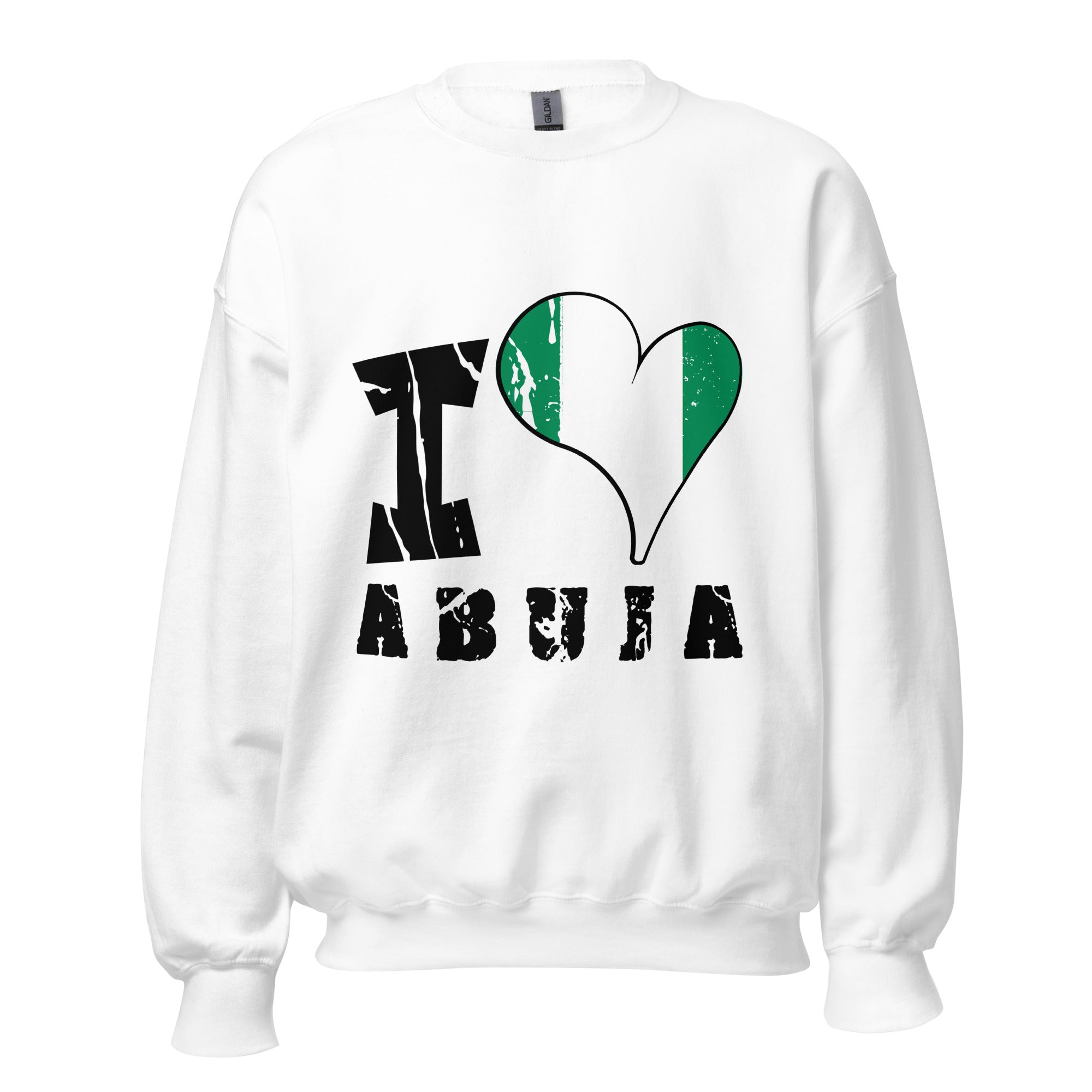 Unisex Sweatshirt - I Love Abuja with scratchy flag