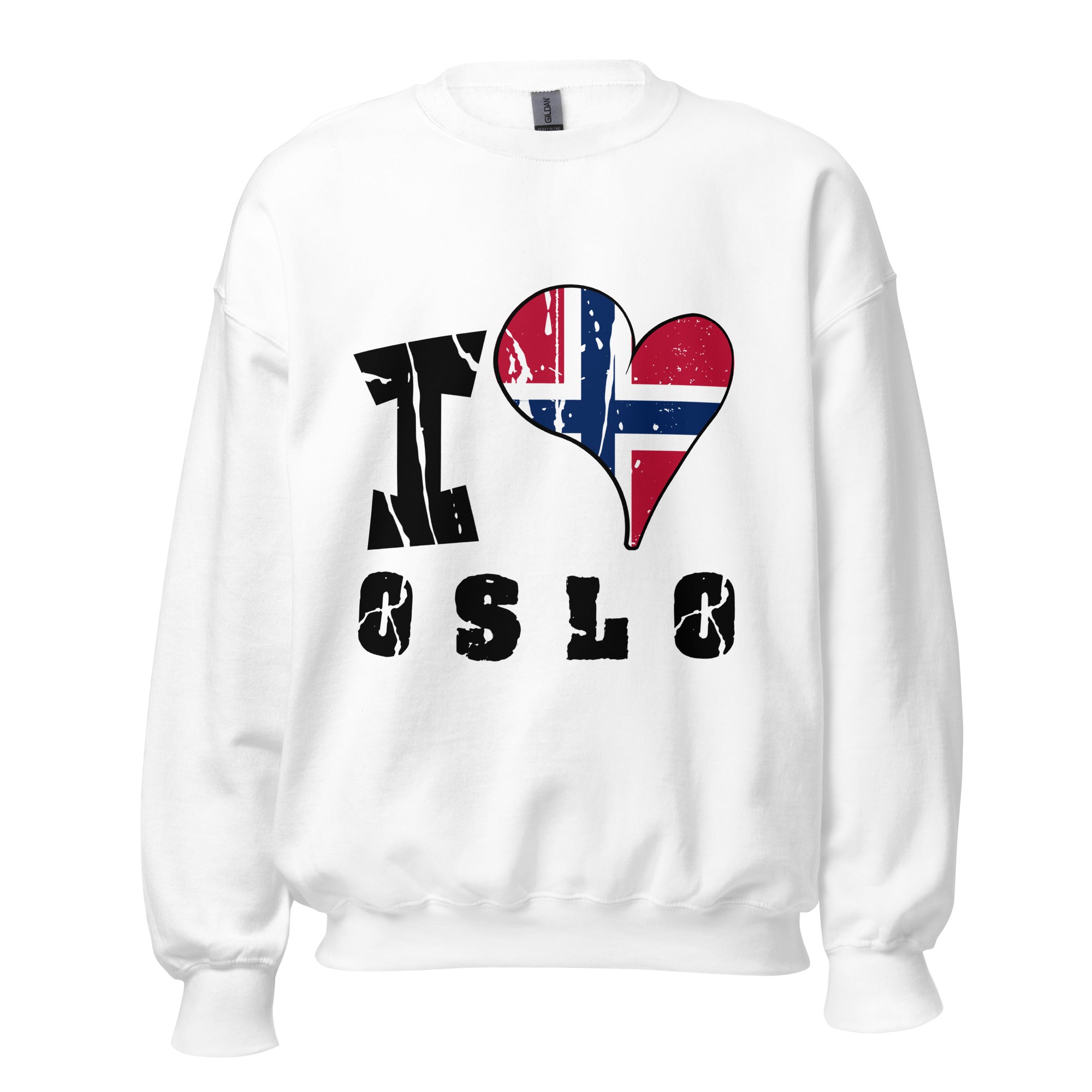 Unisex Sweatshirt - I Love Oslo with scratchy flag