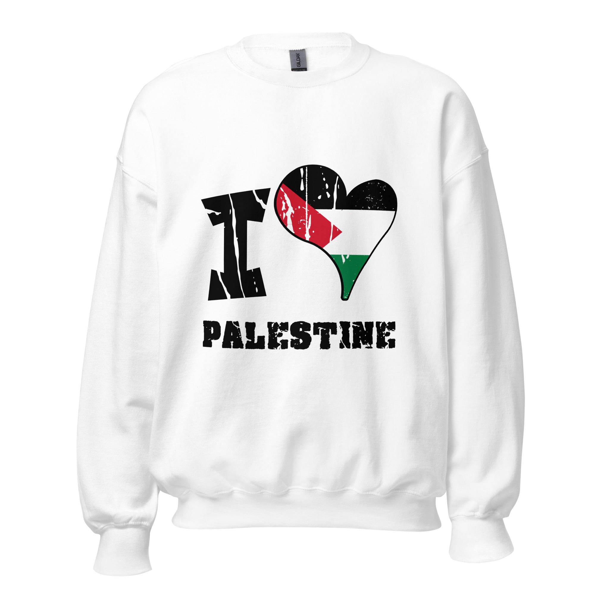 Unisex Sweatshirt - I Love Palestine with scratchy flag