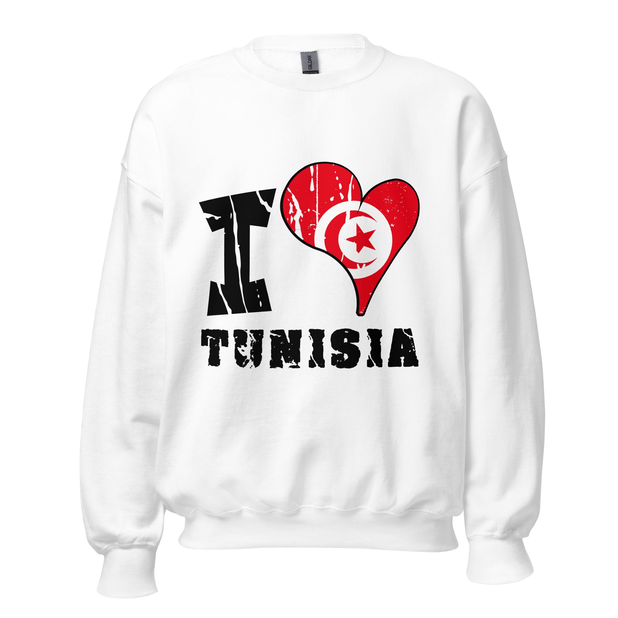 Unisex Sweatshirt - I Love Tunisia with scratchy flag