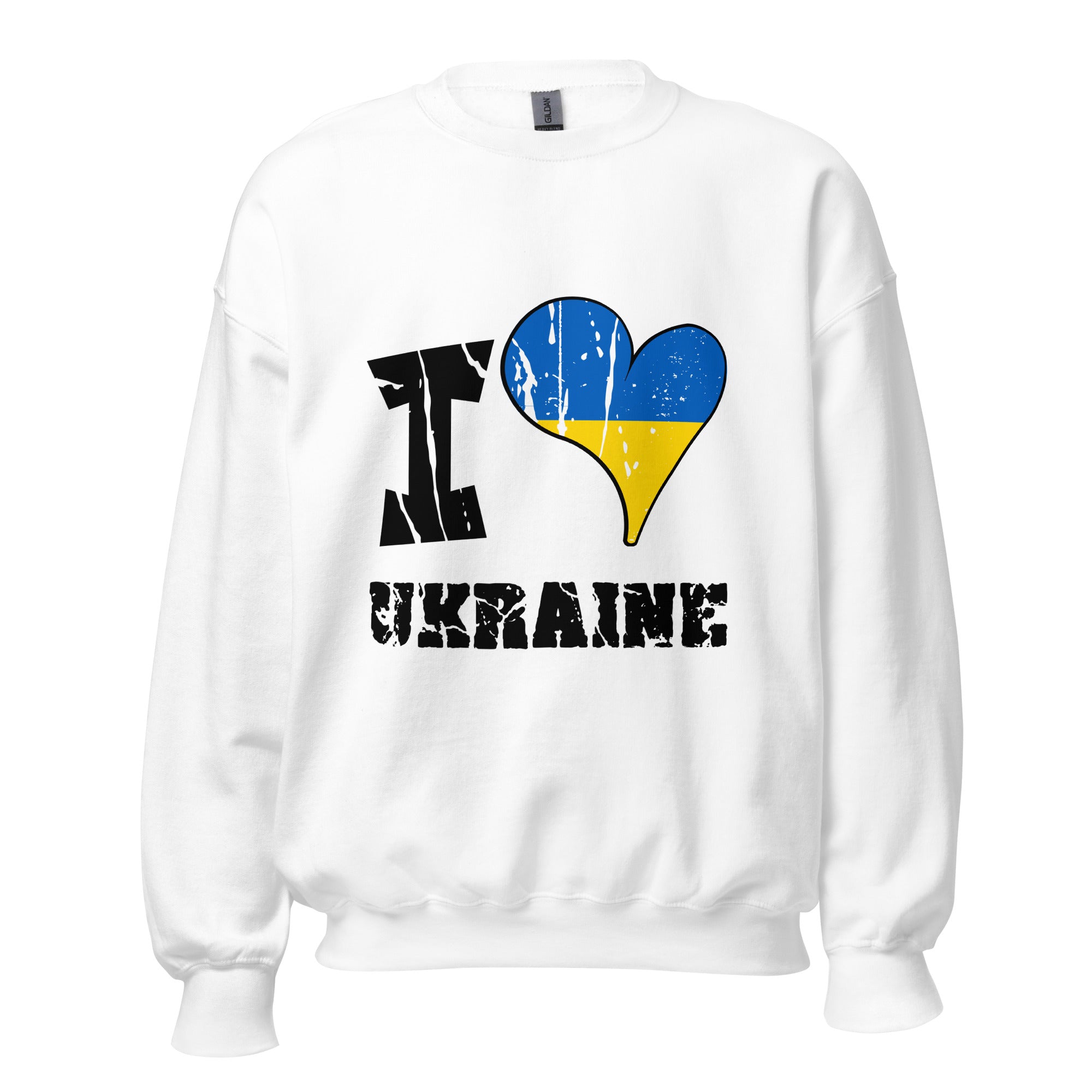 Unisex Sweatshirt - I Love Ukraine with scratchy flag