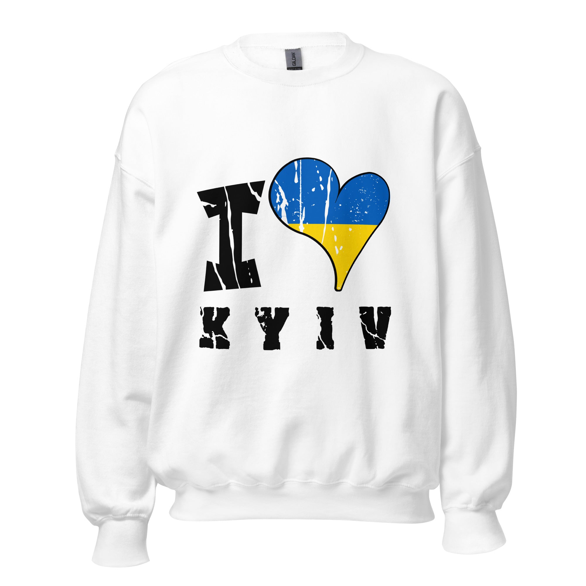 Unisex Sweatshirt - I Love Kyiv with scratchy flag