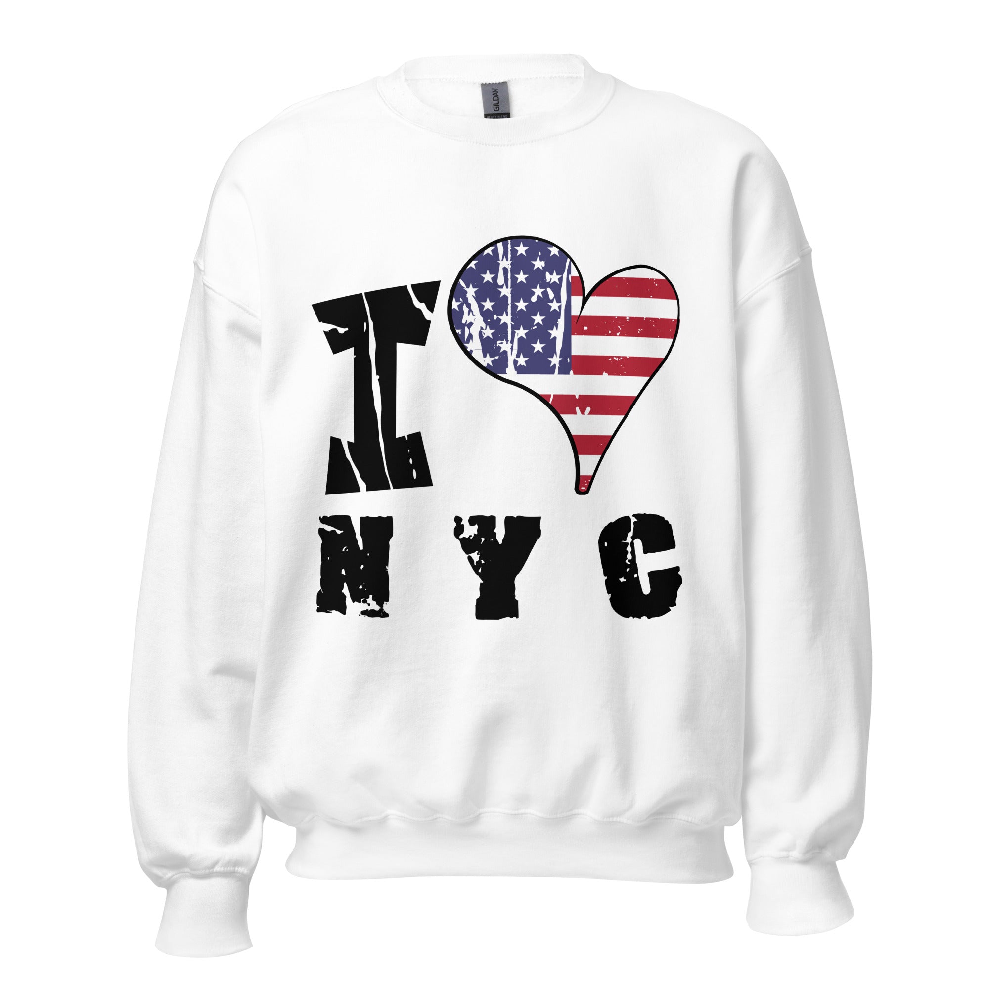 Unisex Sweatshirt - I Love NYC with scratchy flag