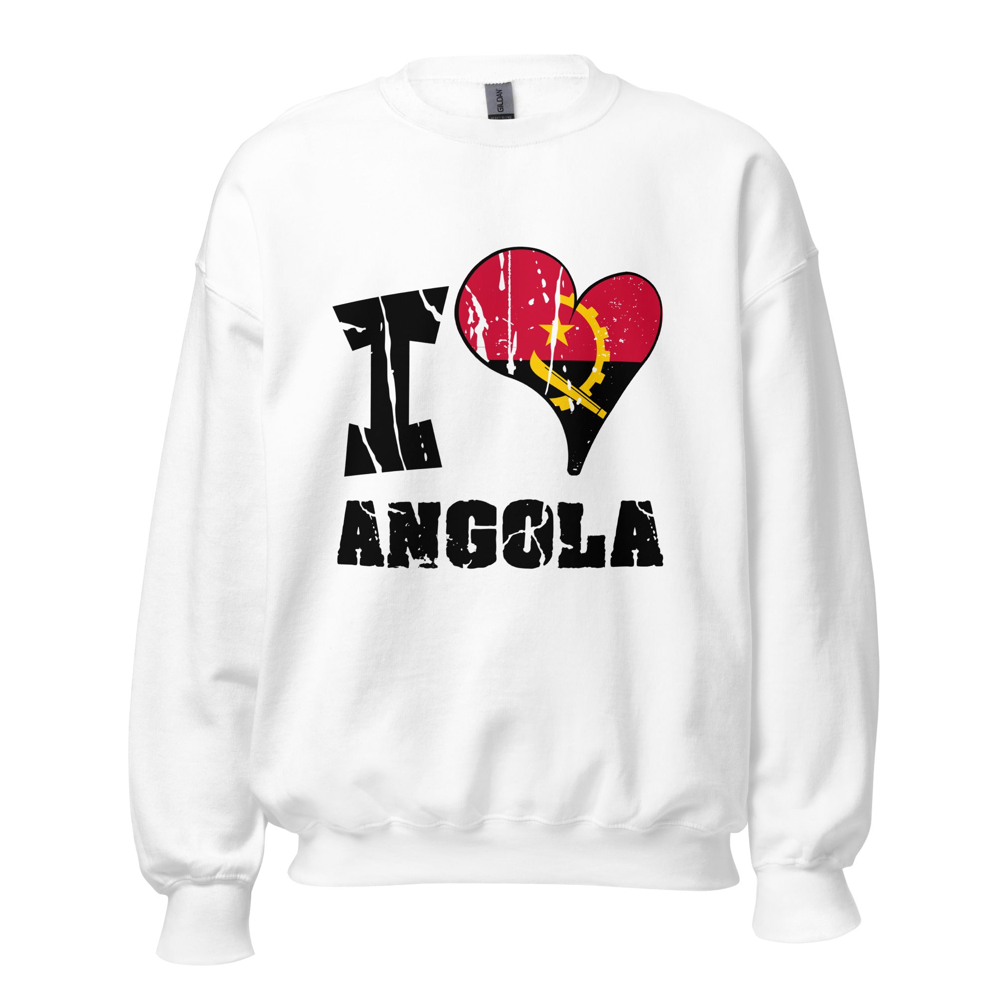 Unisex Sweatshirt - I Love Angola  with scratchy flag