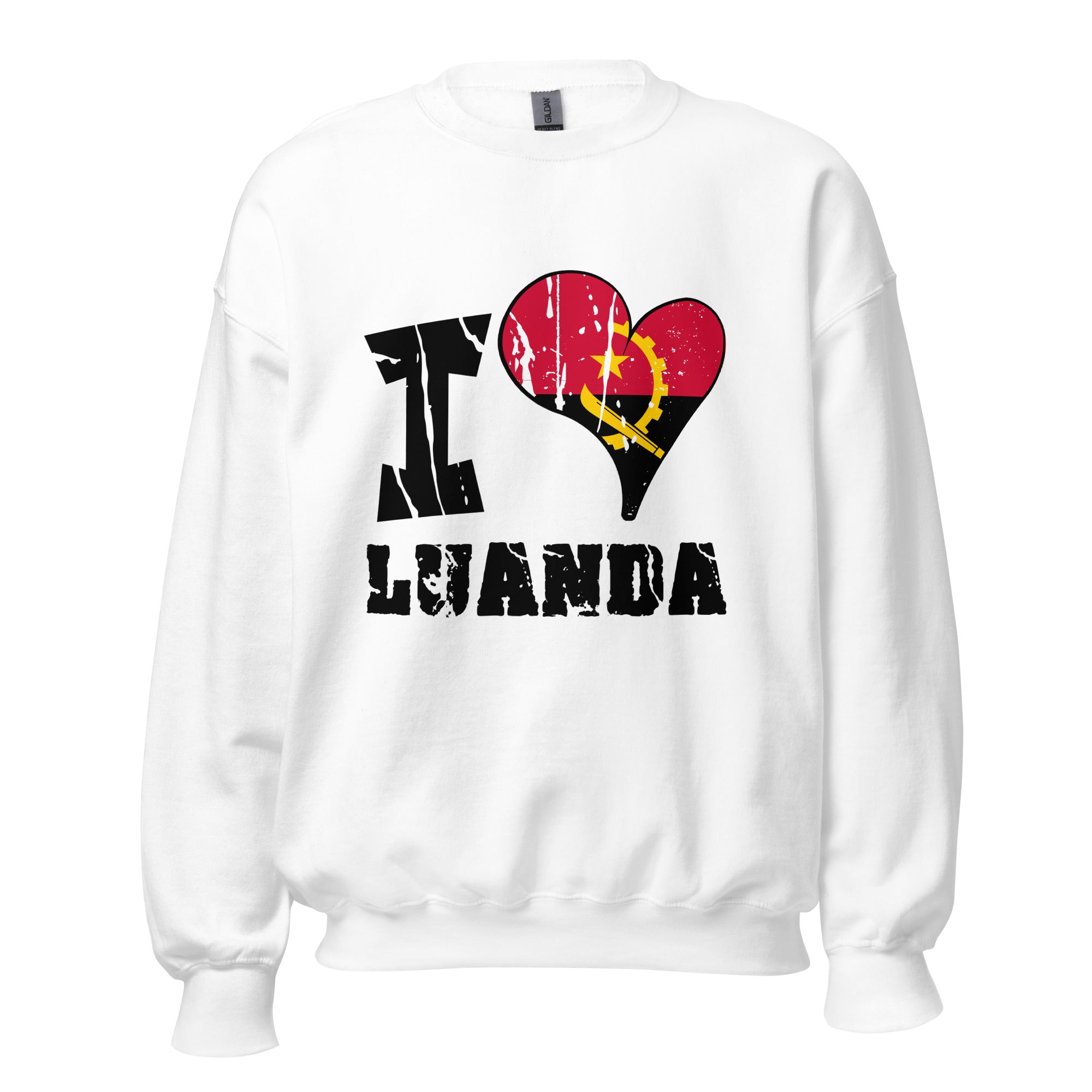 Unisex Sweatshirt - I Love Luanda with scratchy flag