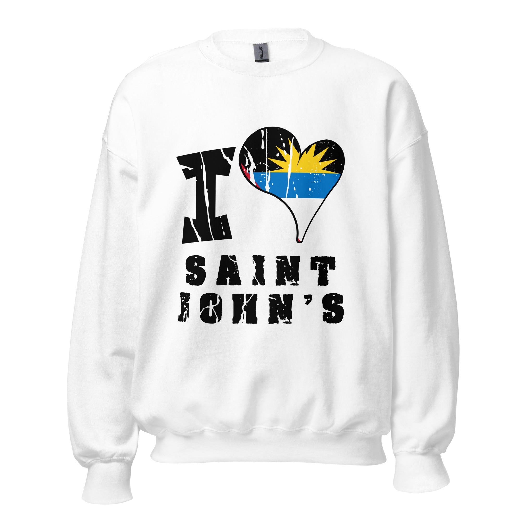 Unisex Sweatshirt - I Love Saint John's with scratchy flag