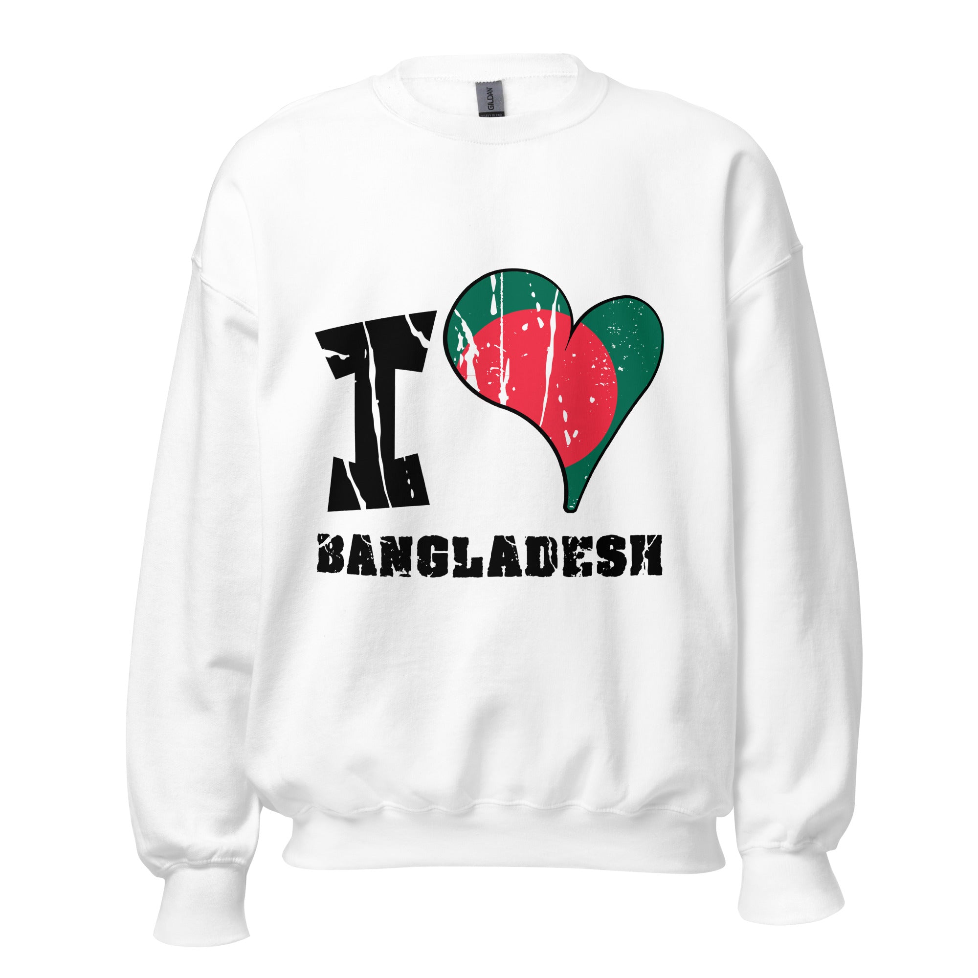 Unisex Sweatshirt -  I Love Bangladesh with scratchy flag