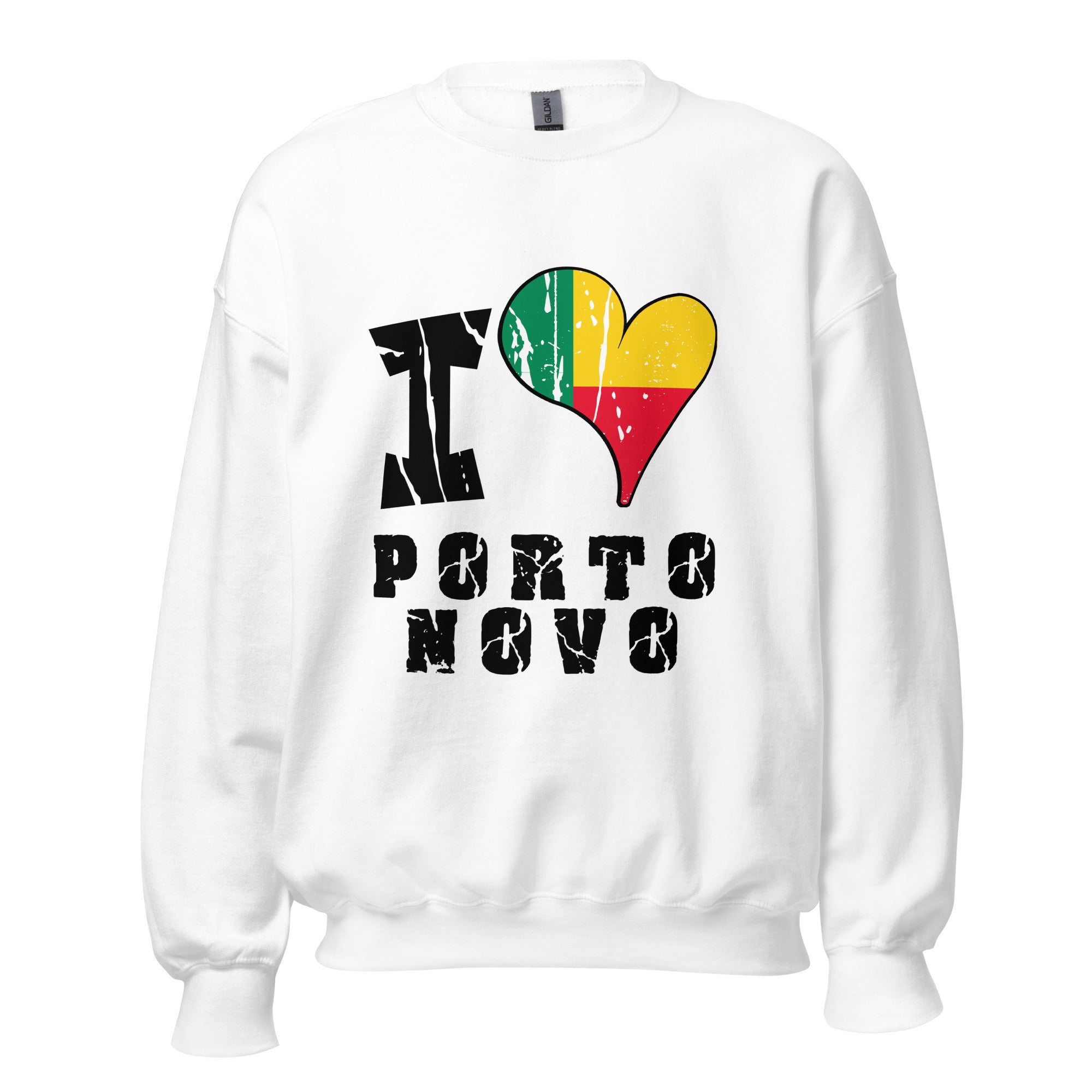 Unisex Sweatshirt - I Love Porto-Novo with scratchy flag