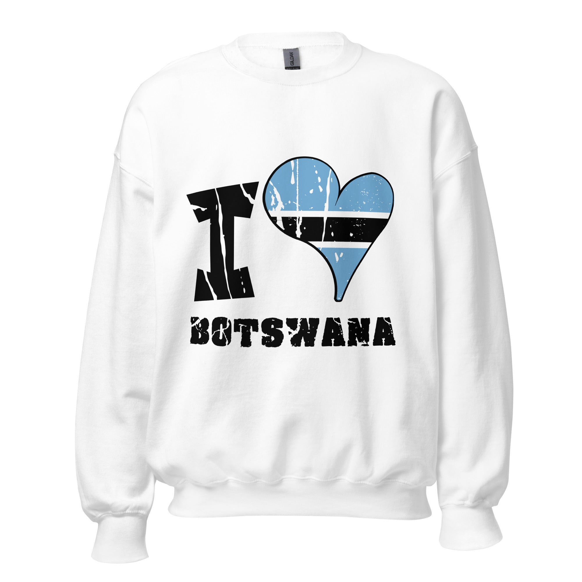 Unisex Sweatshirt - I Love Botswana with scratchy flag