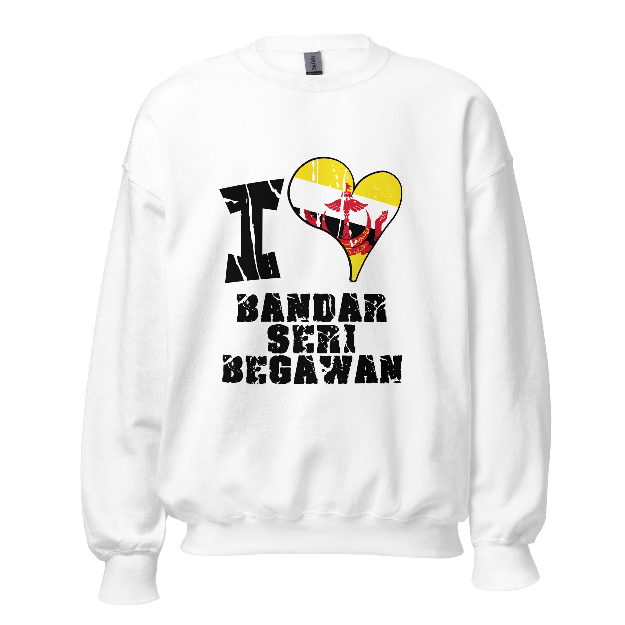 Unisex Sweatshirt - I Love Bandar Seri Begawan with scratchy flag