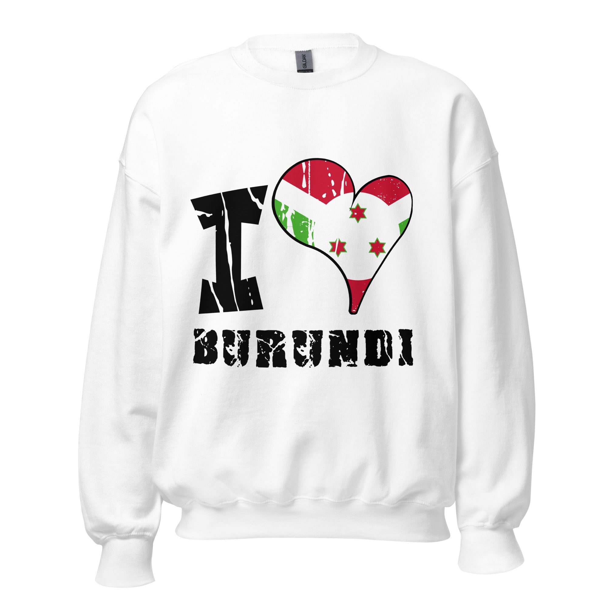 Unisex Sweatshirt - I Love Burundi with scratchy flag