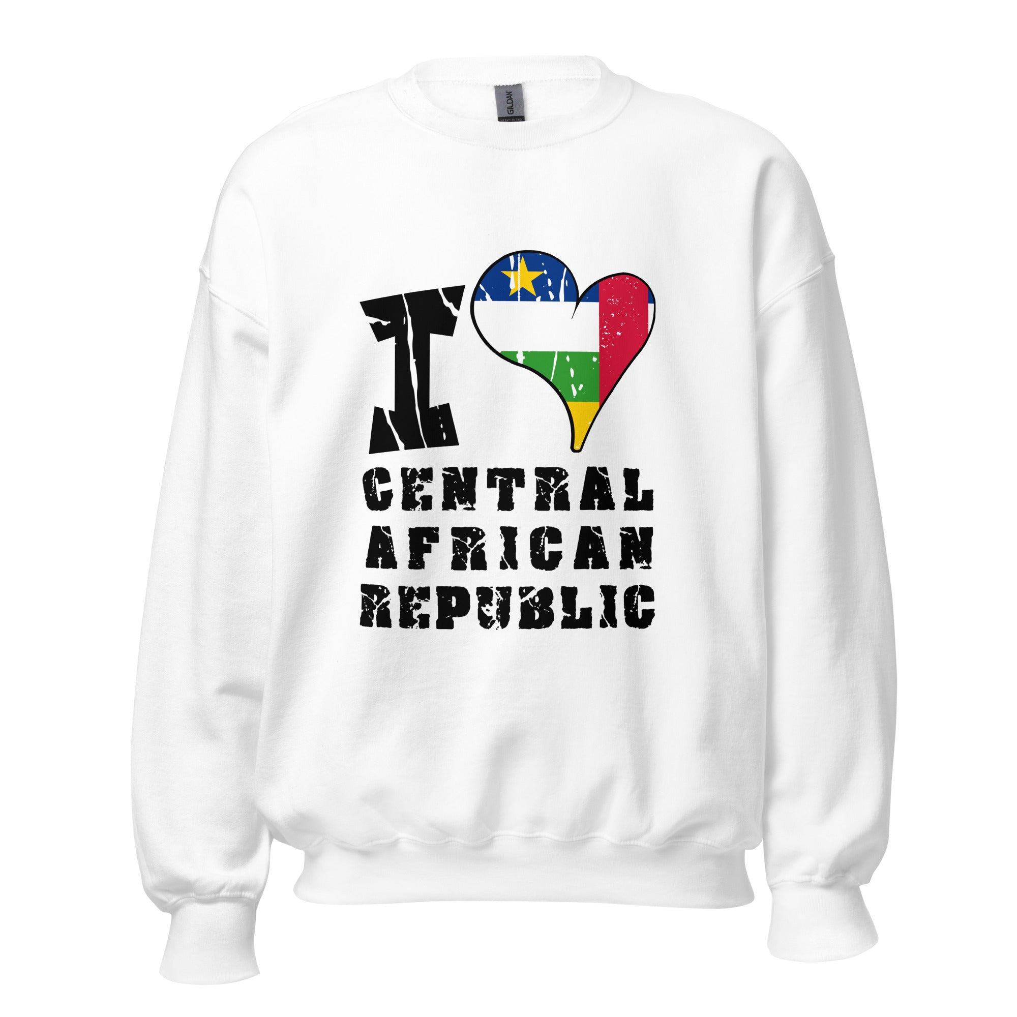 Unisex Sweatshirt - I Love Central African Republic with scratchy flag