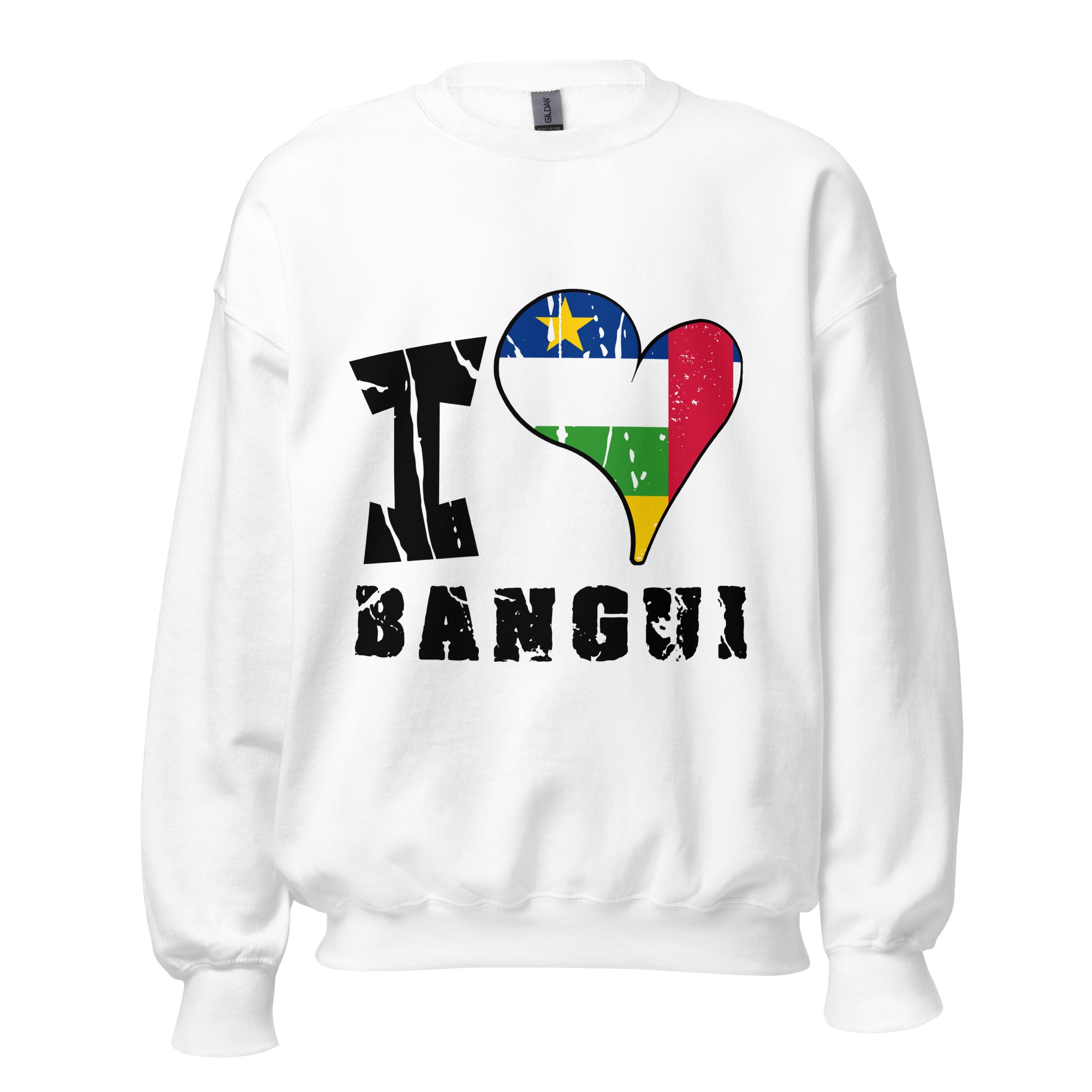 Unisex Sweatshirt - I Love Bangui with scratchy flag