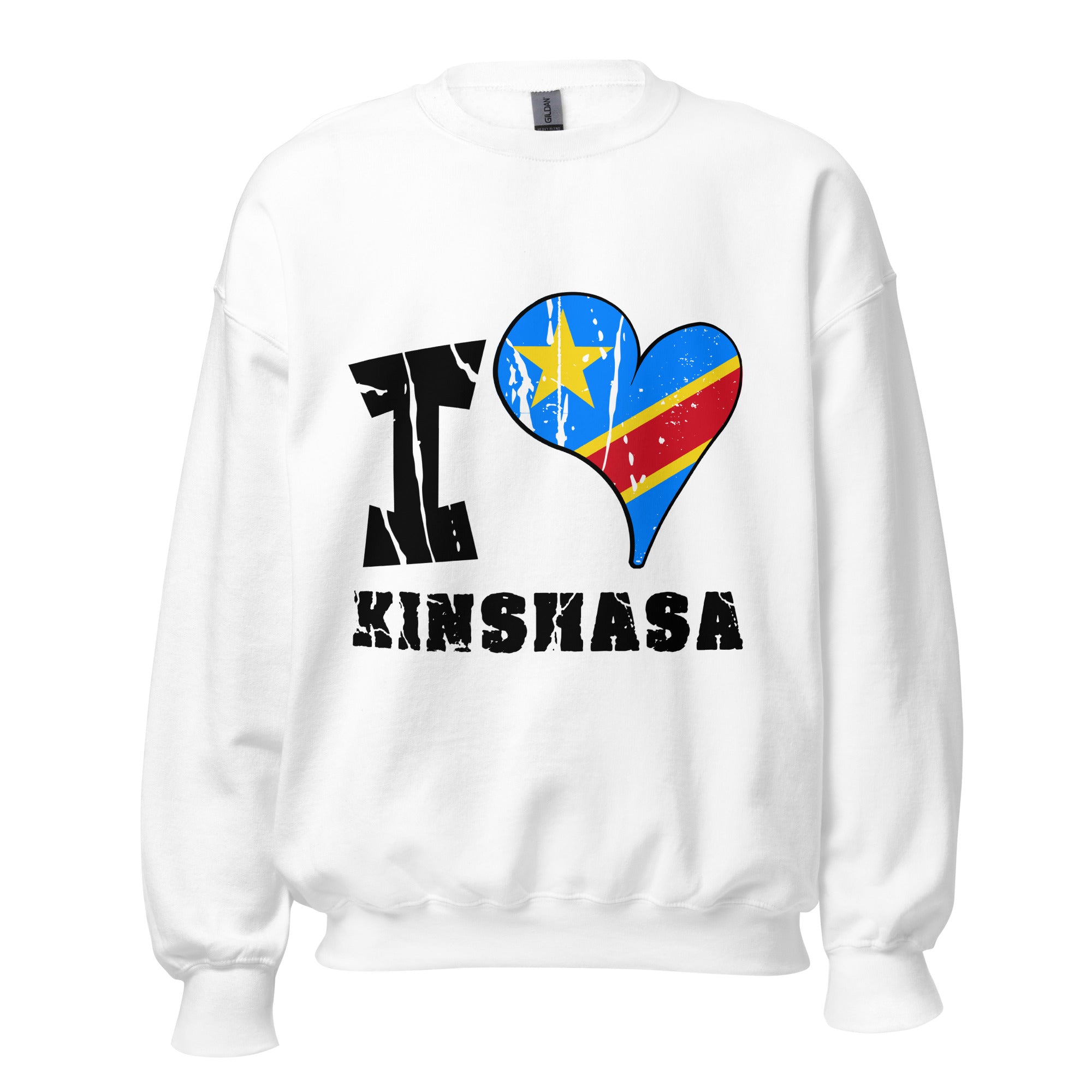 Unisex Sweatshirt - I Love Kinshasa with scratchy flag