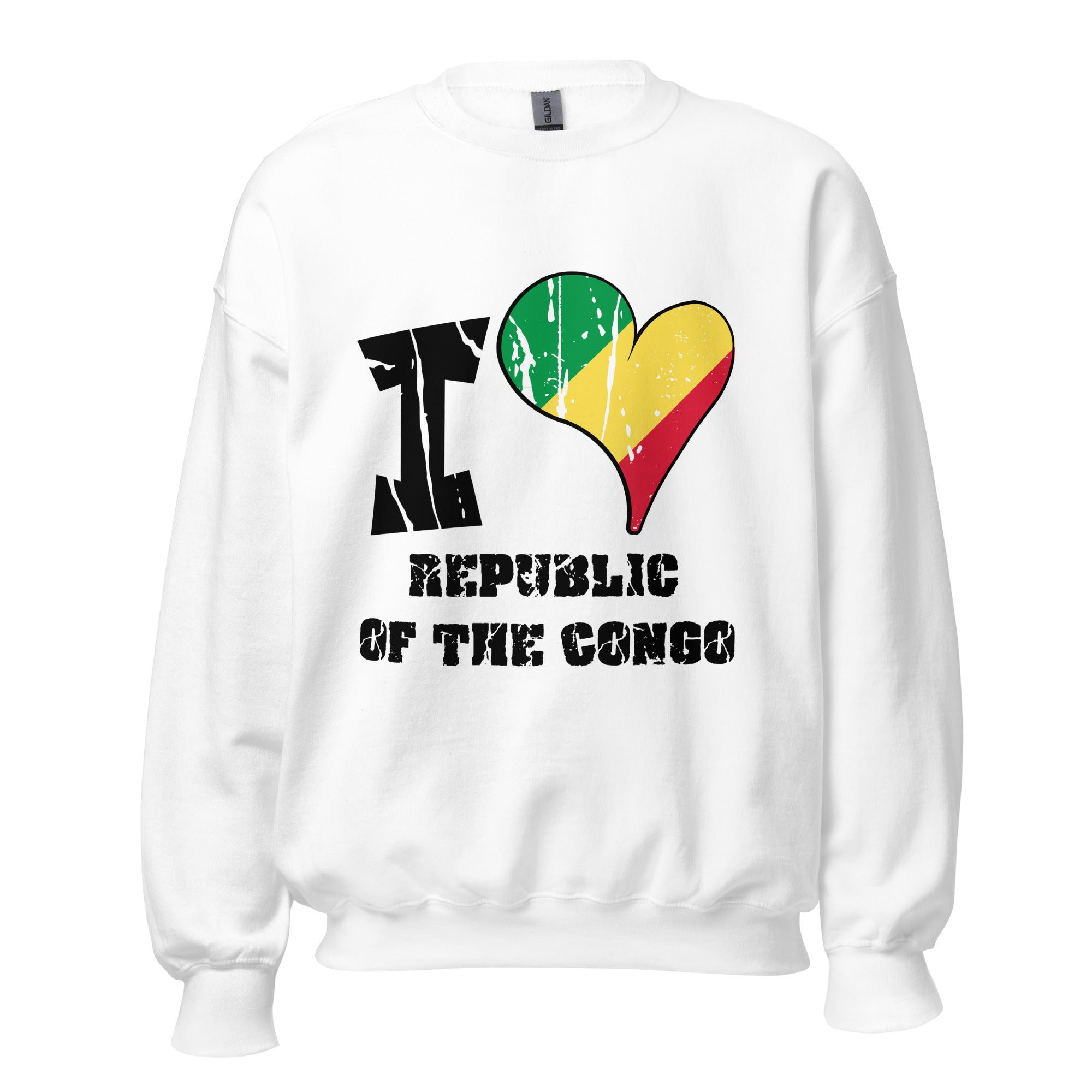 Unisex Sweatshirt - I Love Republic of the Congo with scratchy flag