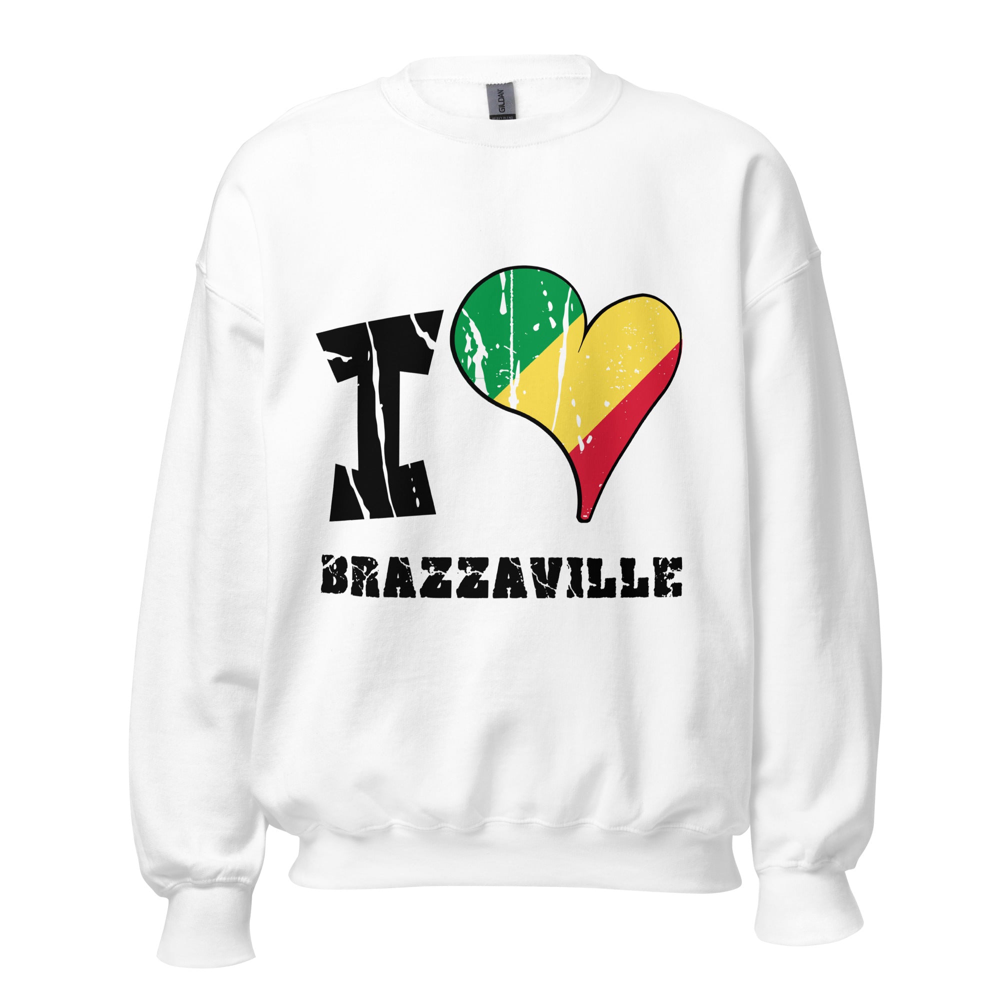 Unisex Sweatshirt - I Love Brazzaville with scratchy flag