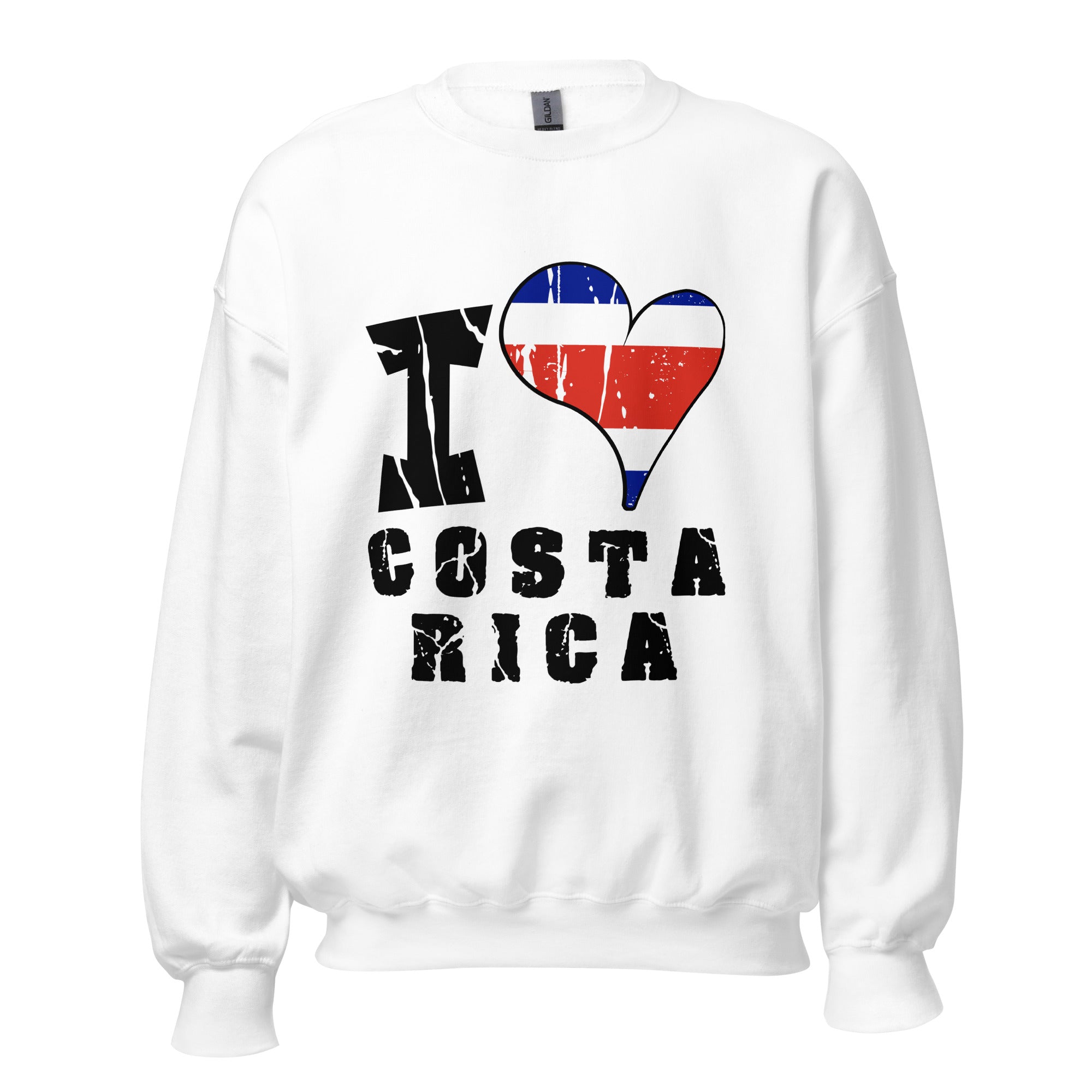 Unisex Sweatshirt - I Love Costa Rica with scratchy flag