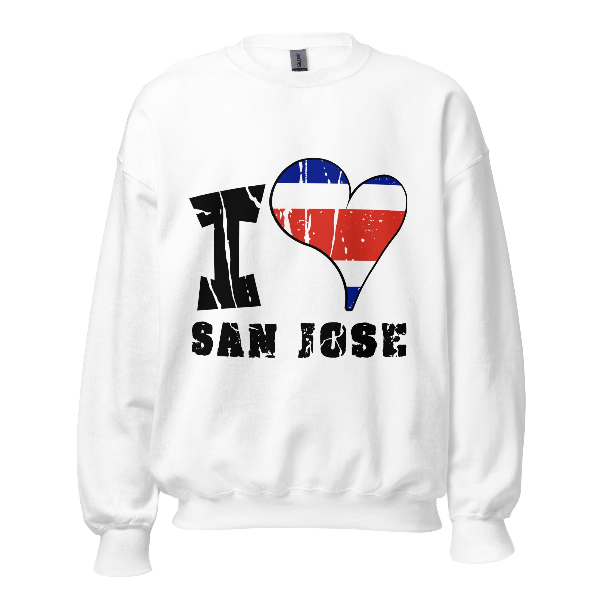 Unisex Sweatshirt - I Love San José with scratchy flag