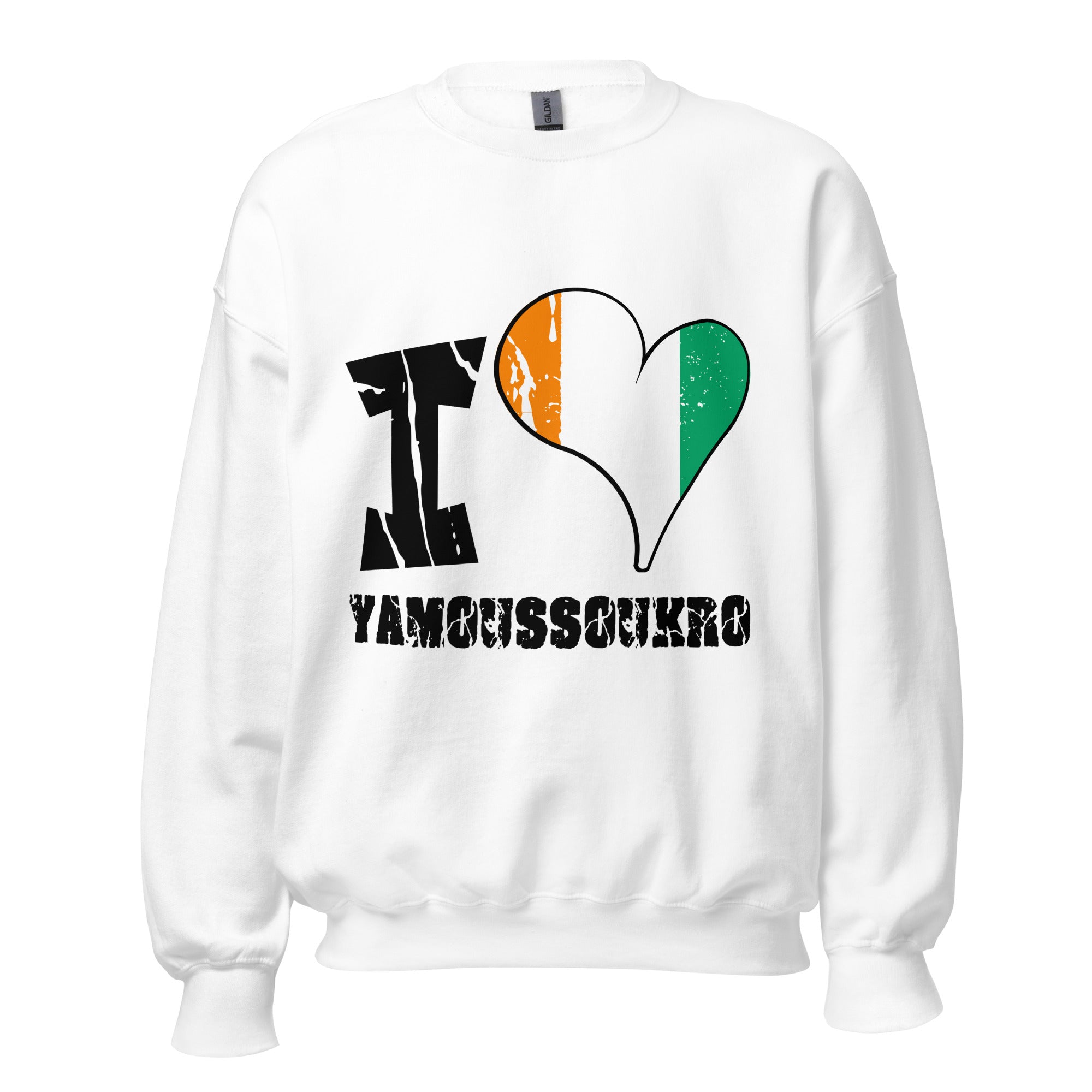 Unisex Sweatshirt - I Love Yamoussoukro with scratchy flag