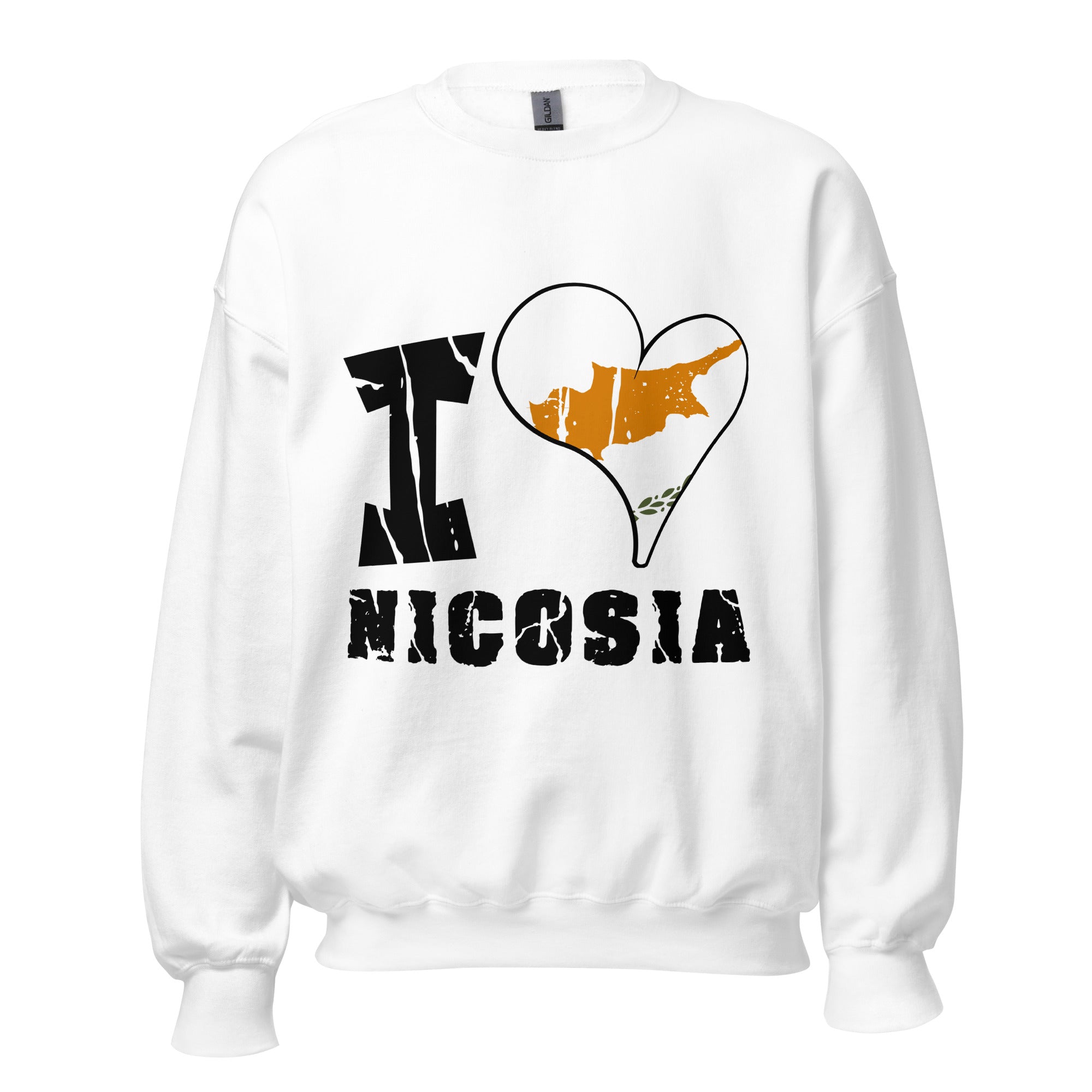 Unisex Sweatshirt - I Love Nicosia with scratchy flag