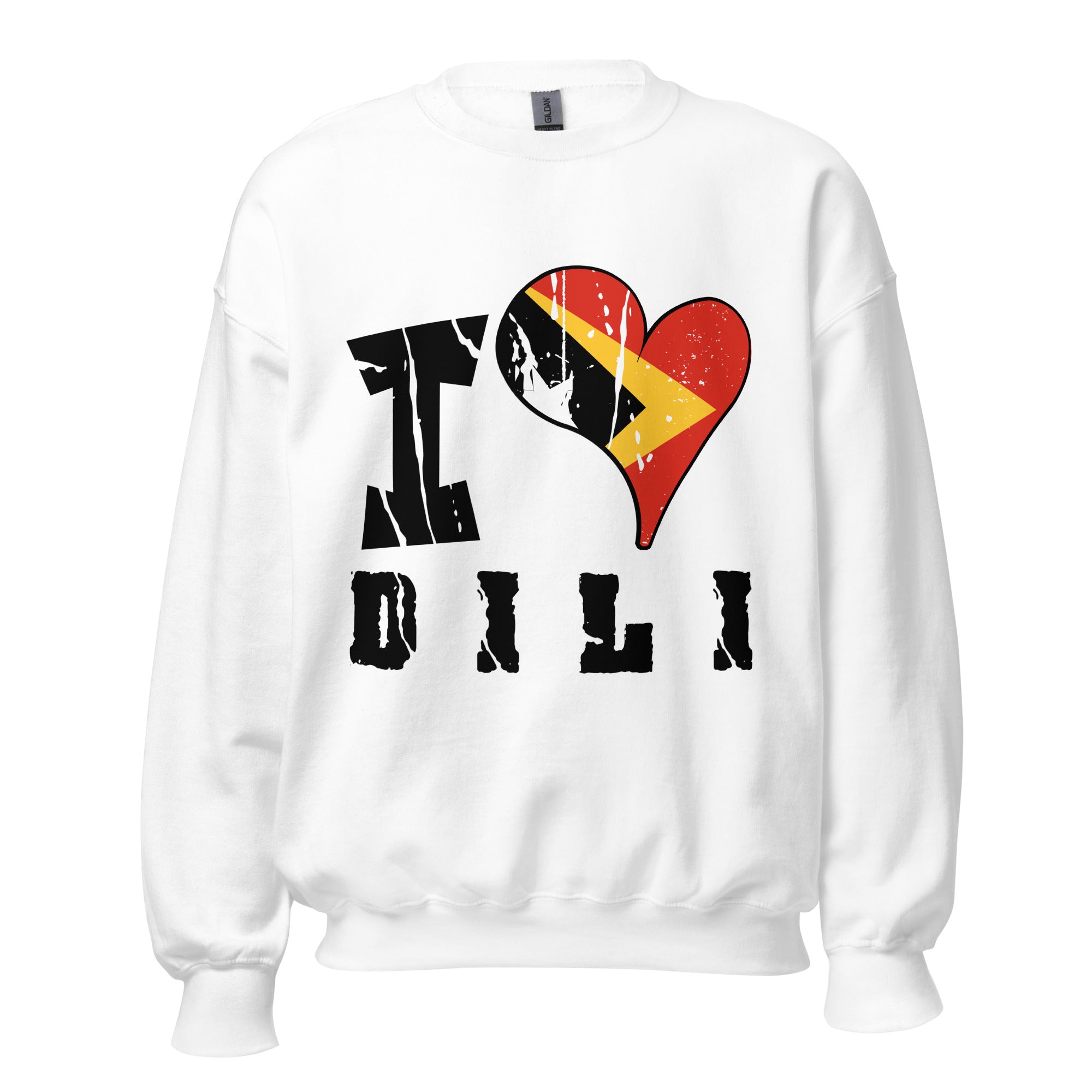 Unisex Sweatshirt - I Love Dili with scratchy flag