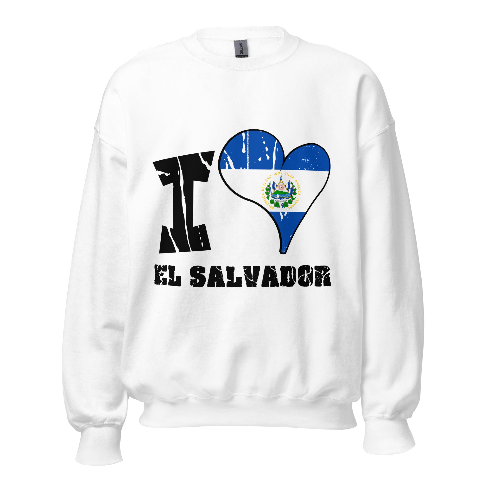 Unisex Sweatshirt - I Love El Salvador with scratchy flag