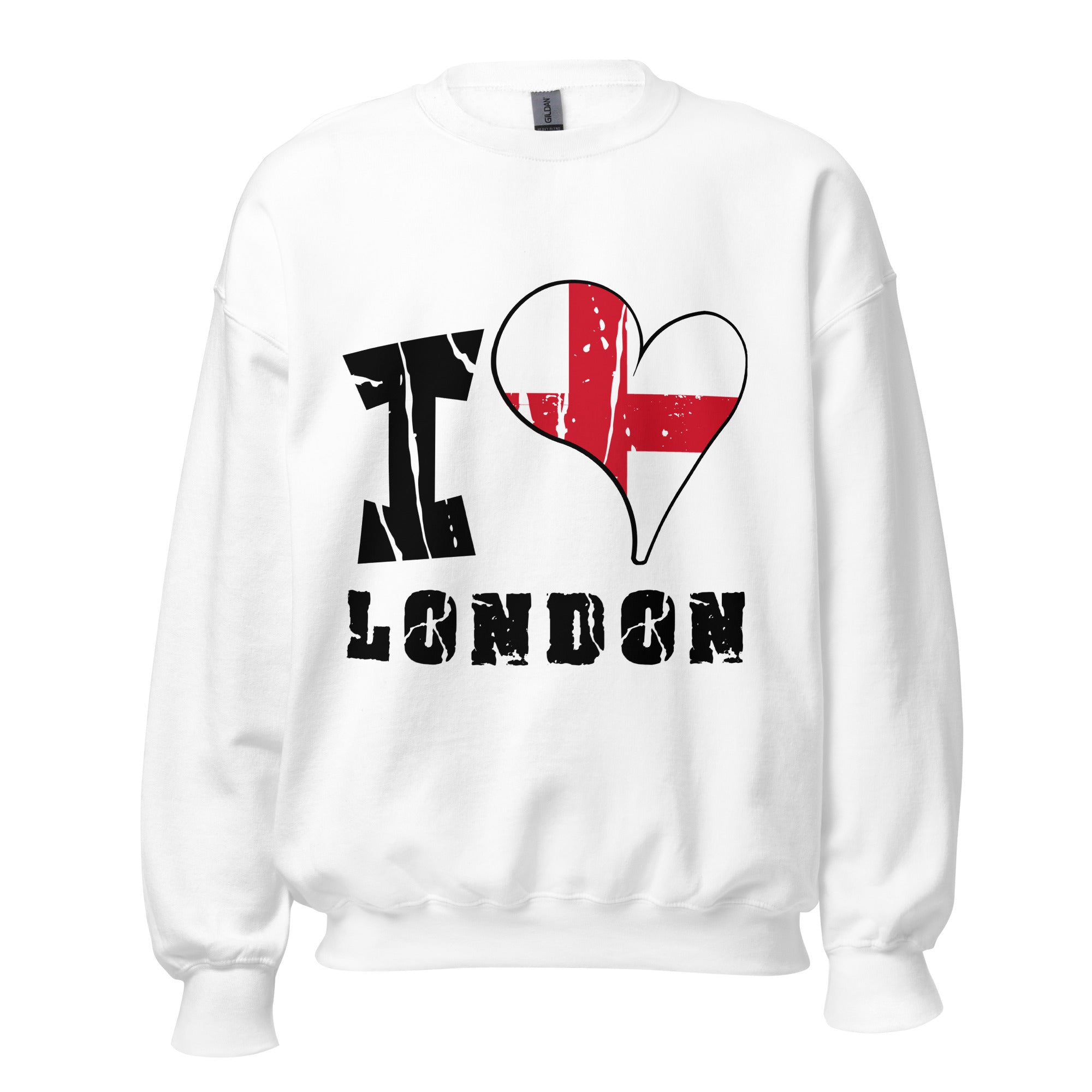 Unisex Sweatshirt - I Love London with scratchy flag