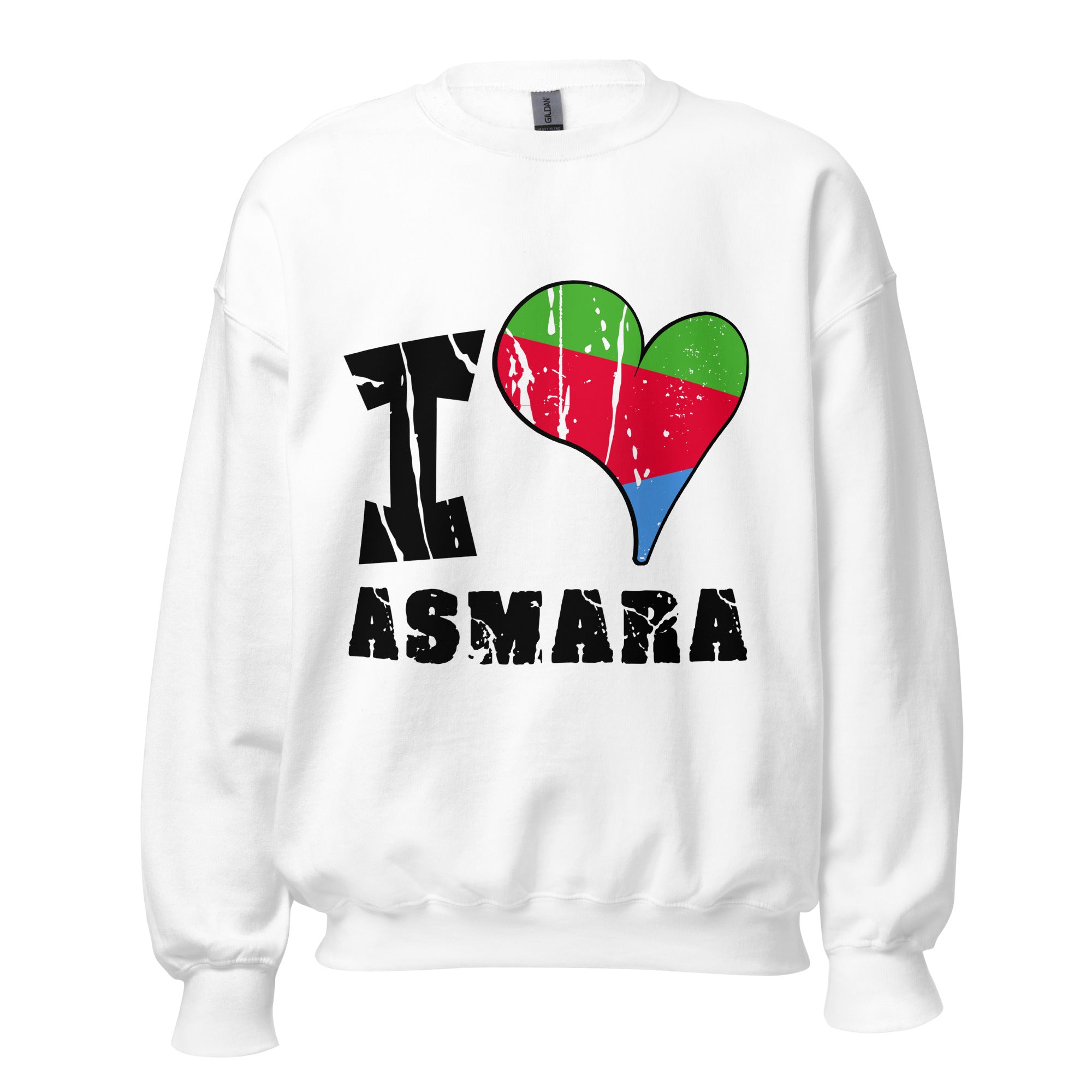 Unisex Sweatshirt - I Love Asmara with scratchy flag