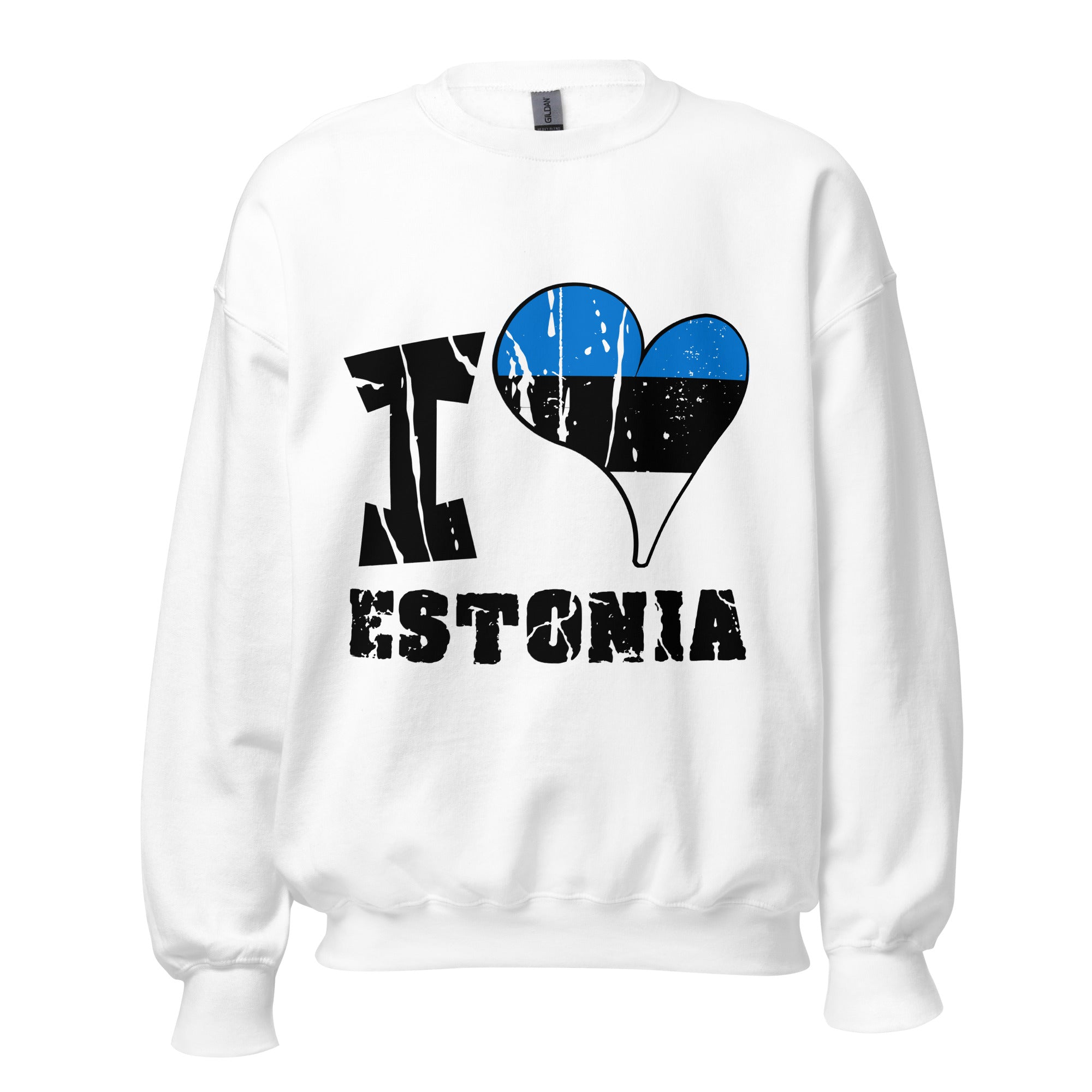 Unisex Sweatshirt - I Love Estonia with scratchy flag