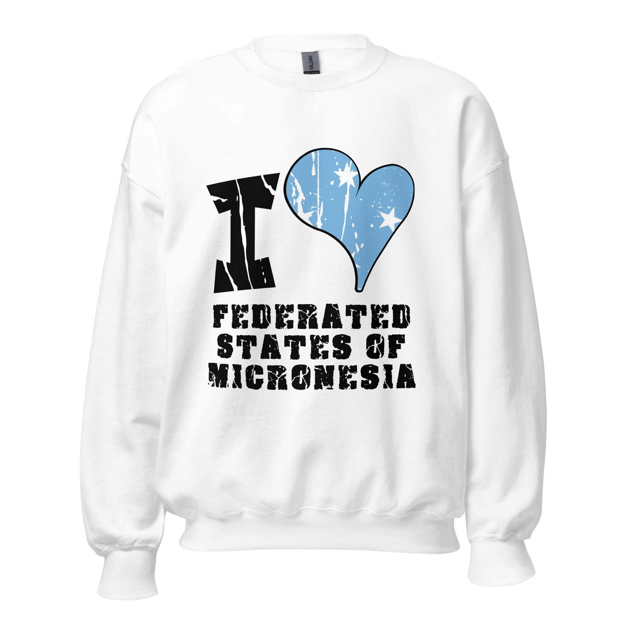 Unisex Sweatshirt - I Love Federated States of Micronesia with scratchy flag