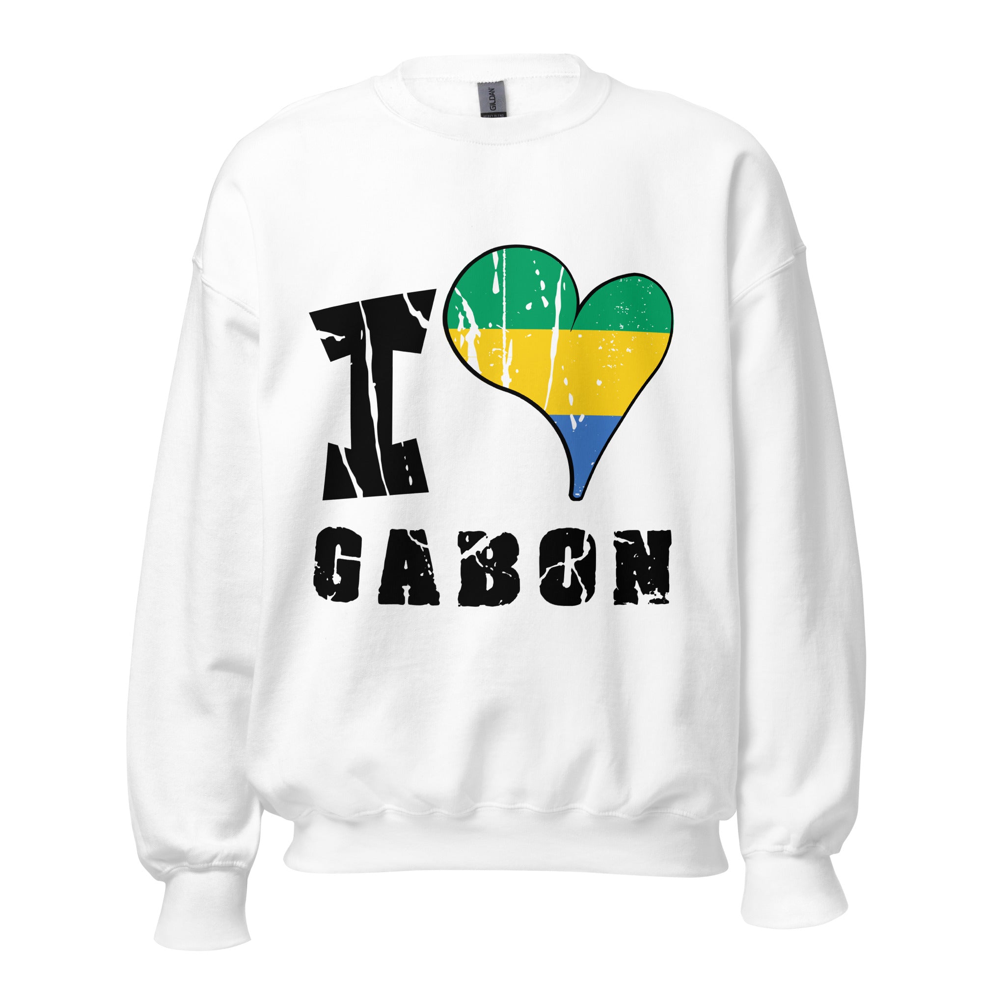 Unisex Sweatshirt - I Love Gabon with scratchy flag