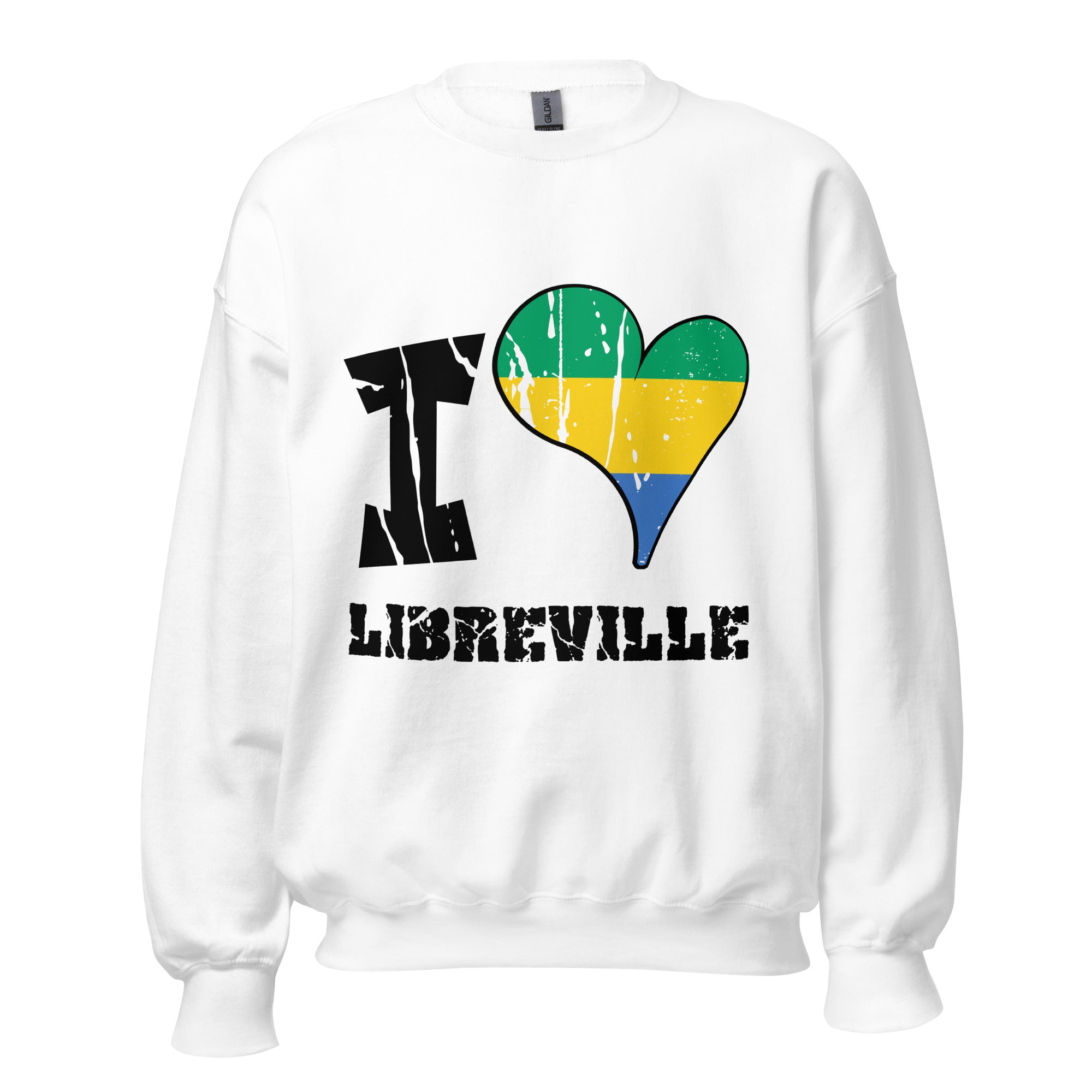 Unisex Sweatshirt - I Love Libreville with scratchy flag