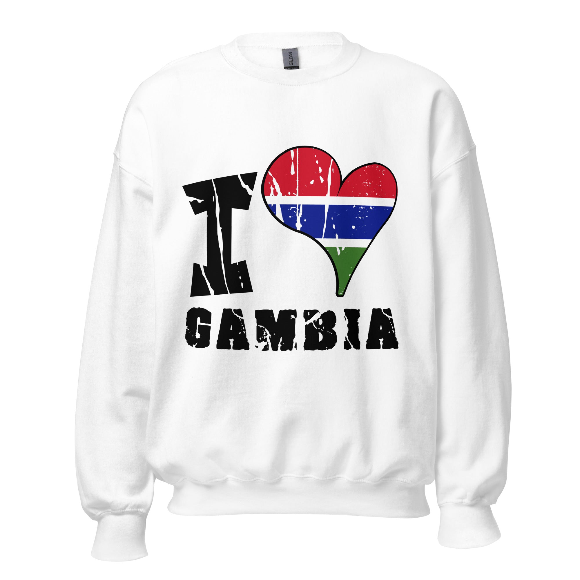 Unisex Sweatshirt - I Love Gambia with scratchy flag