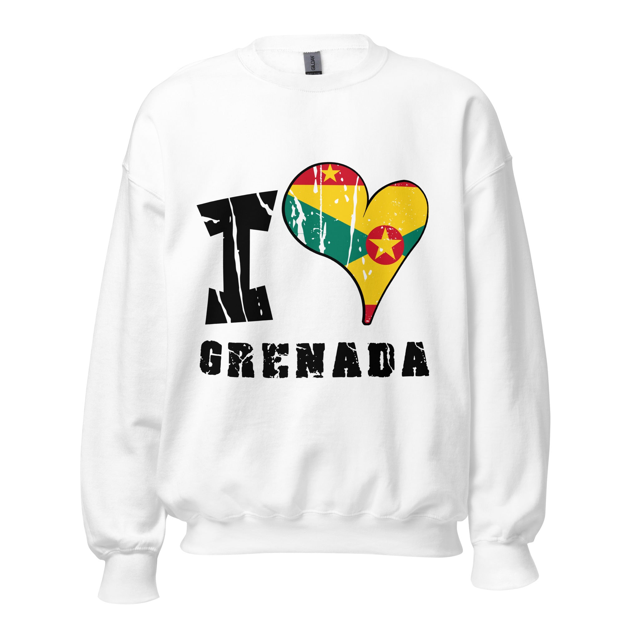 Unisex Sweatshirt - I Love Grenada with scratchy flag