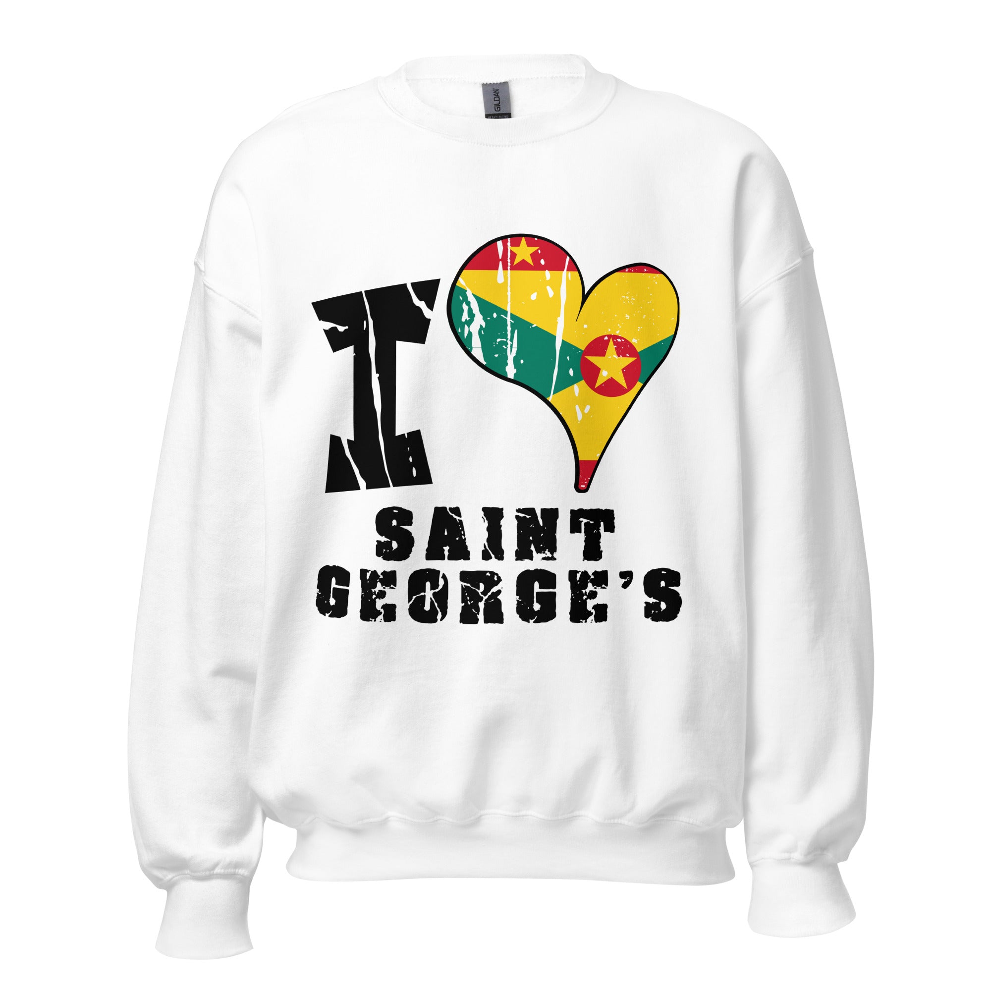 Unisex Sweatshirt - I Love Saint George's with scratchy flag