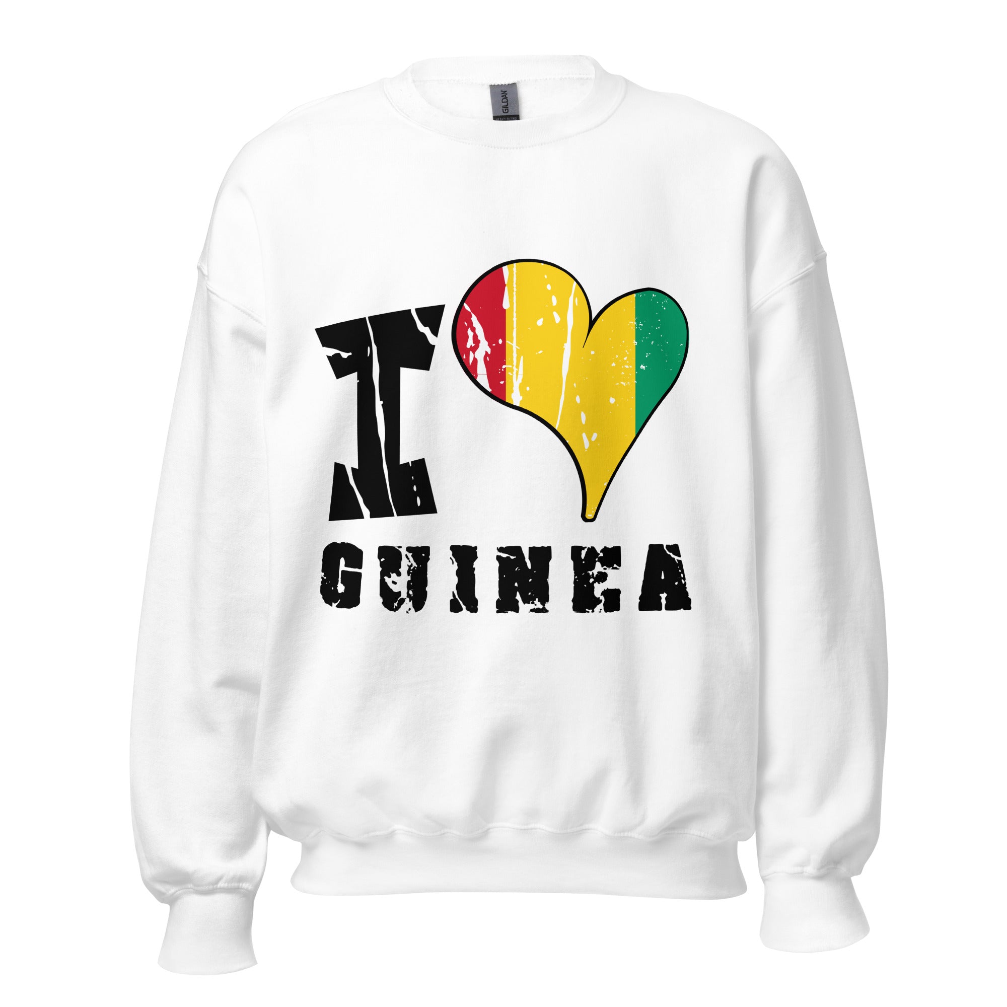 Unisex Sweatshirt - I Love Guinea with scratchy flag