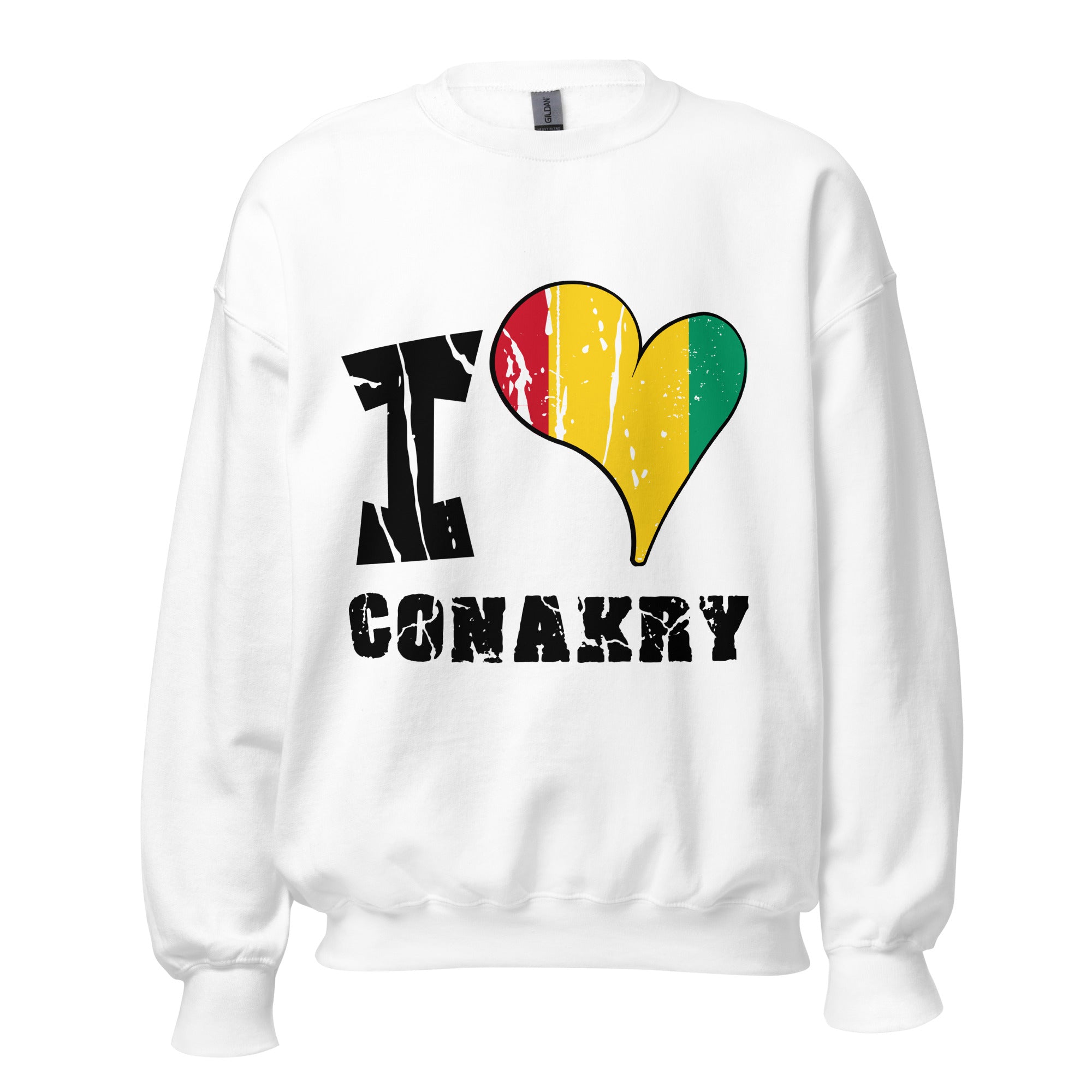 Unisex Sweatshirt - I Love Conakry with scratchy flag